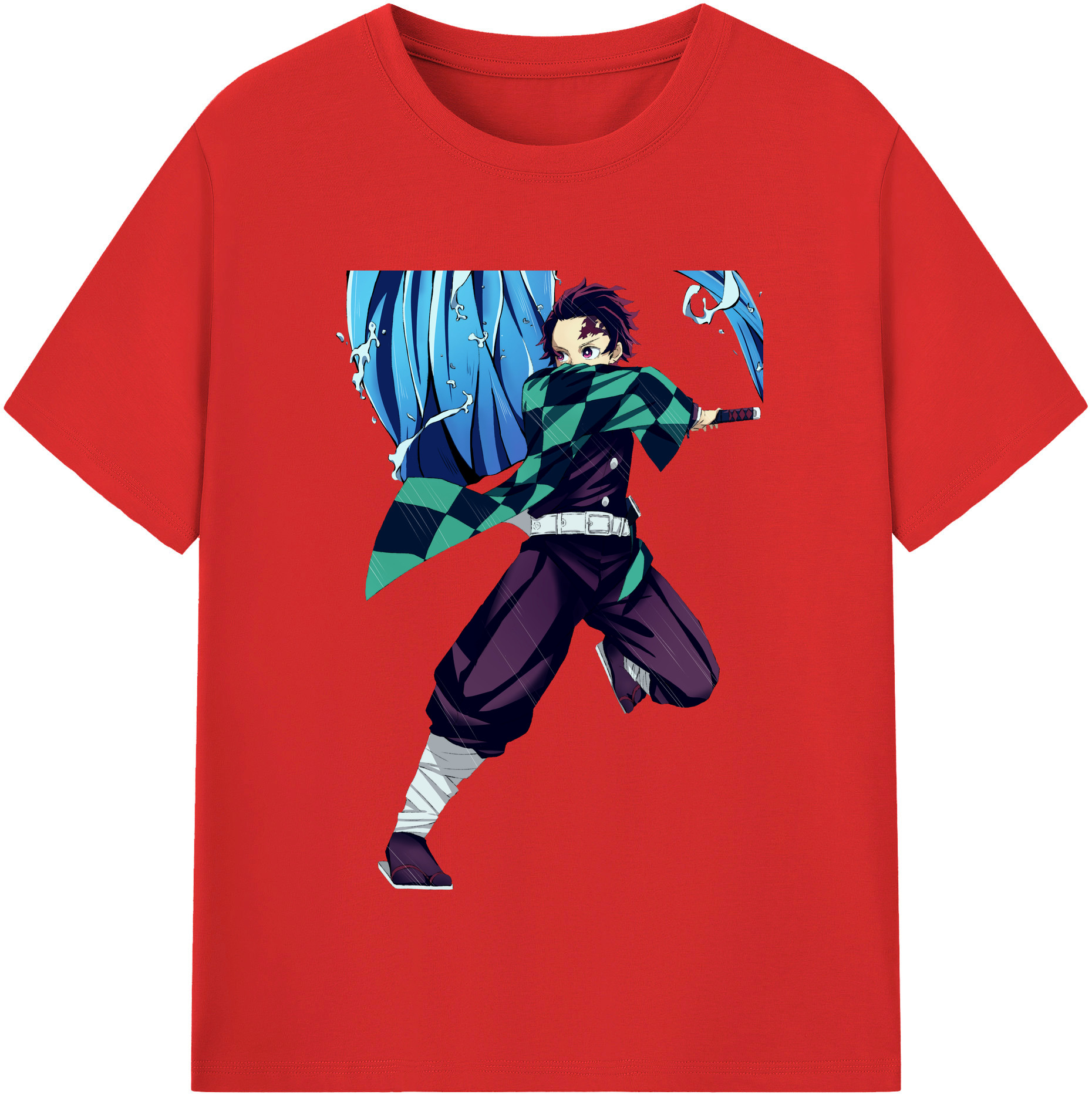 （画像用） 鬼滅の刃 竈門 炭治郎／かまど たんじろう Kamado Tanjirou レディースカジュアルプリントTシャツ（綿100％）