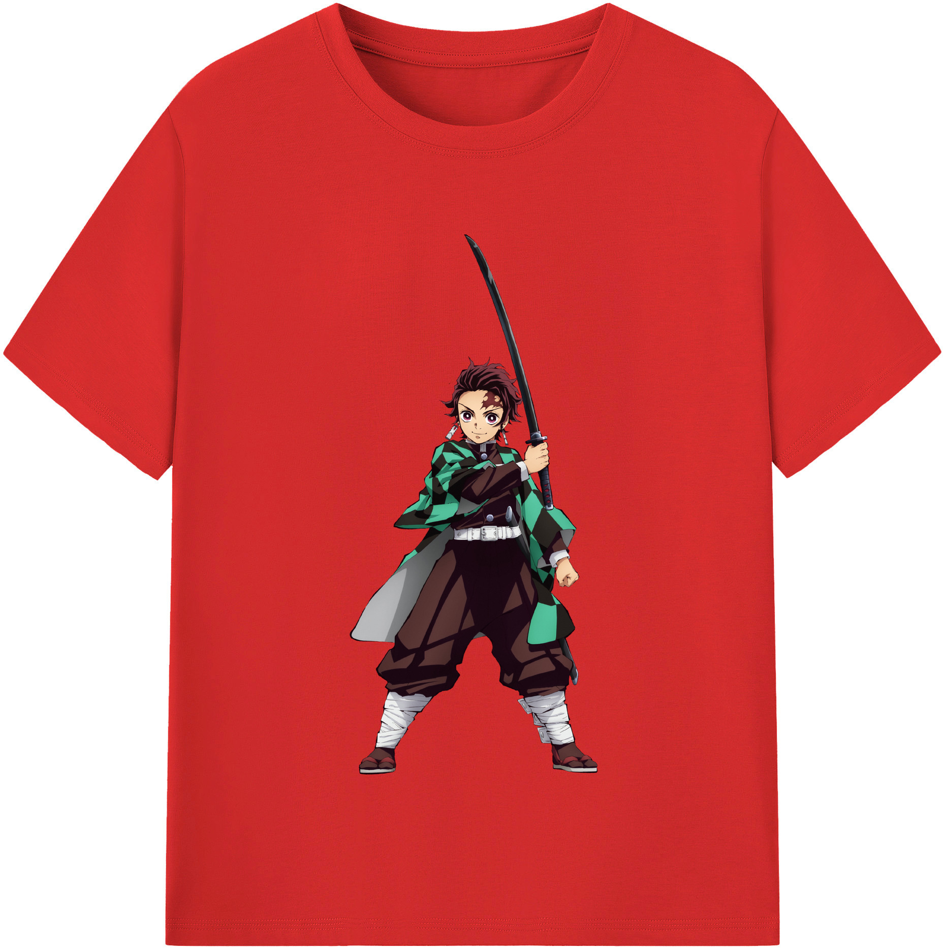 （画像用） 鬼滅の刃 竈門 炭治郎／かまど たんじろう Kamado Tanjirou レディースカジュアルプリントTシャツ（綿100％）