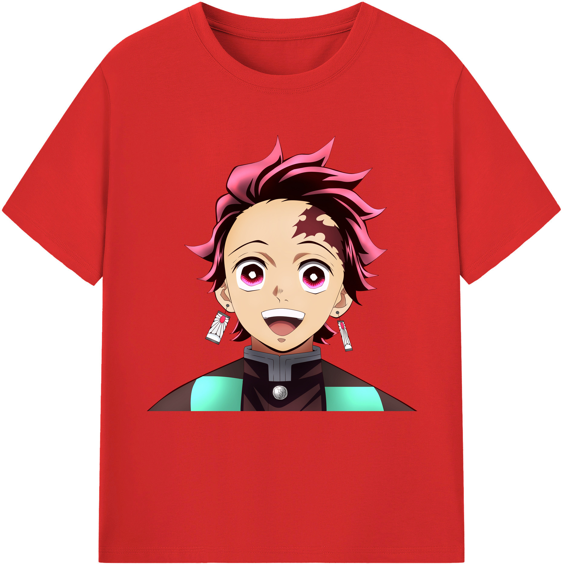 （画像用） 鬼滅の刃 竈門 炭治郎／かまど たんじろう Kamado Tanjirou レディースカジュアルプリントTシャツ（綿100％）