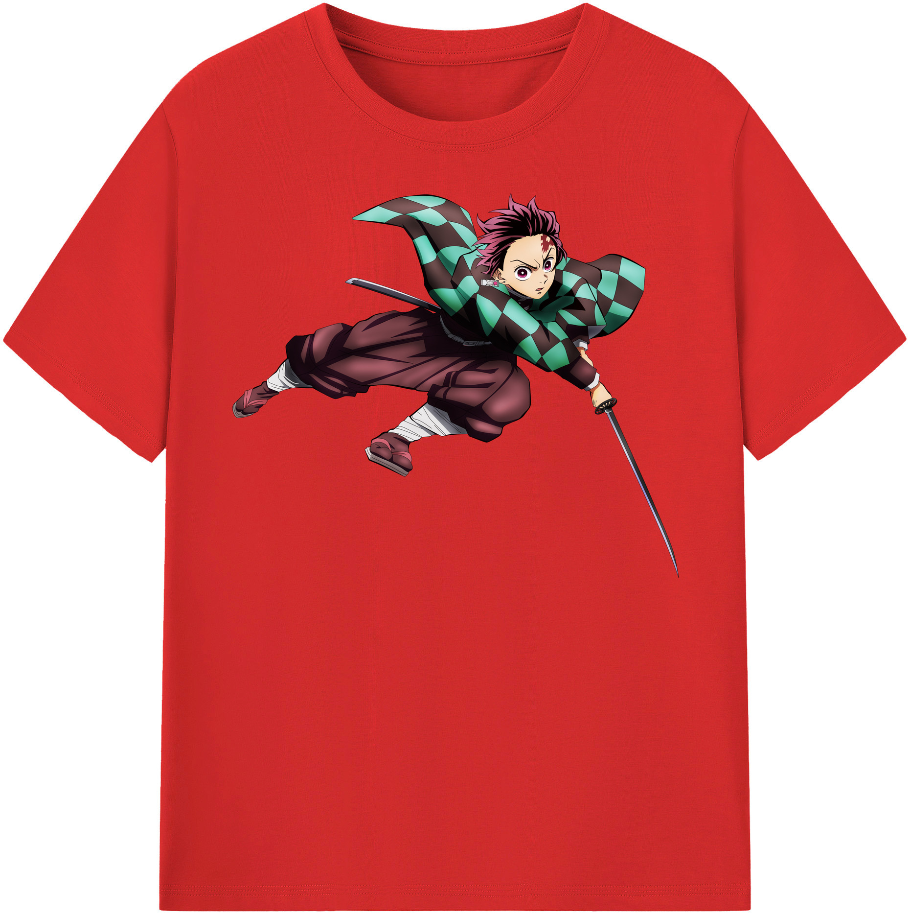 （画像用） 鬼滅の刃 竈門 炭治郎／かまど たんじろう Kamado Tanjirou レディースカジュアルプリントTシャツ（綿100％）