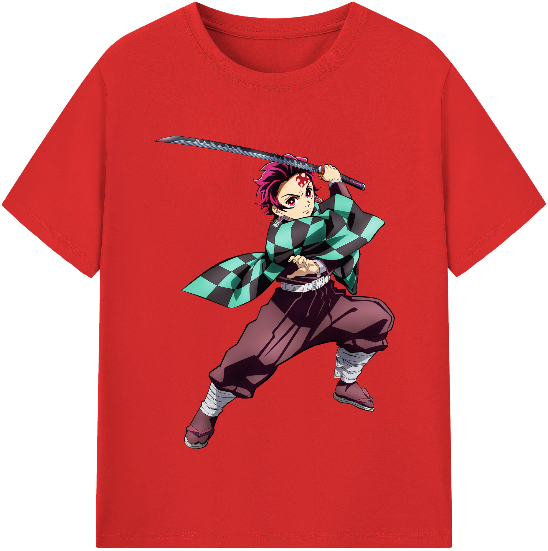 （画像用） 鬼滅の刃 竈門 炭治郎／かまど たんじろう Kamado Tanjirou レディースカジュアルプリントTシャツ（綿100％）