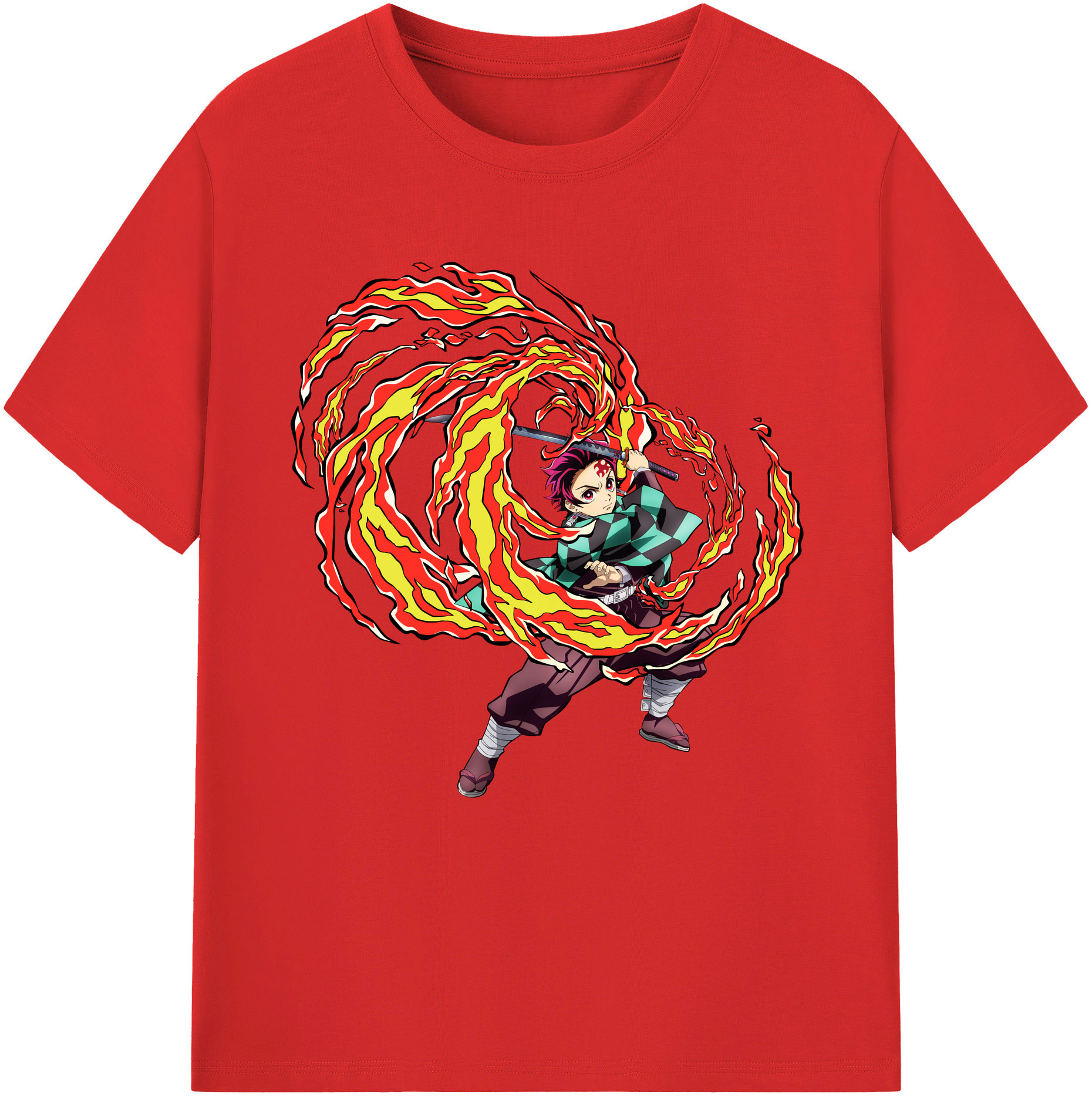 （画像用） 鬼滅の刃 竈門 炭治郎／かまど たんじろう Kamado Tanjirou レディースカジュアルプリントTシャツ（綿100％）