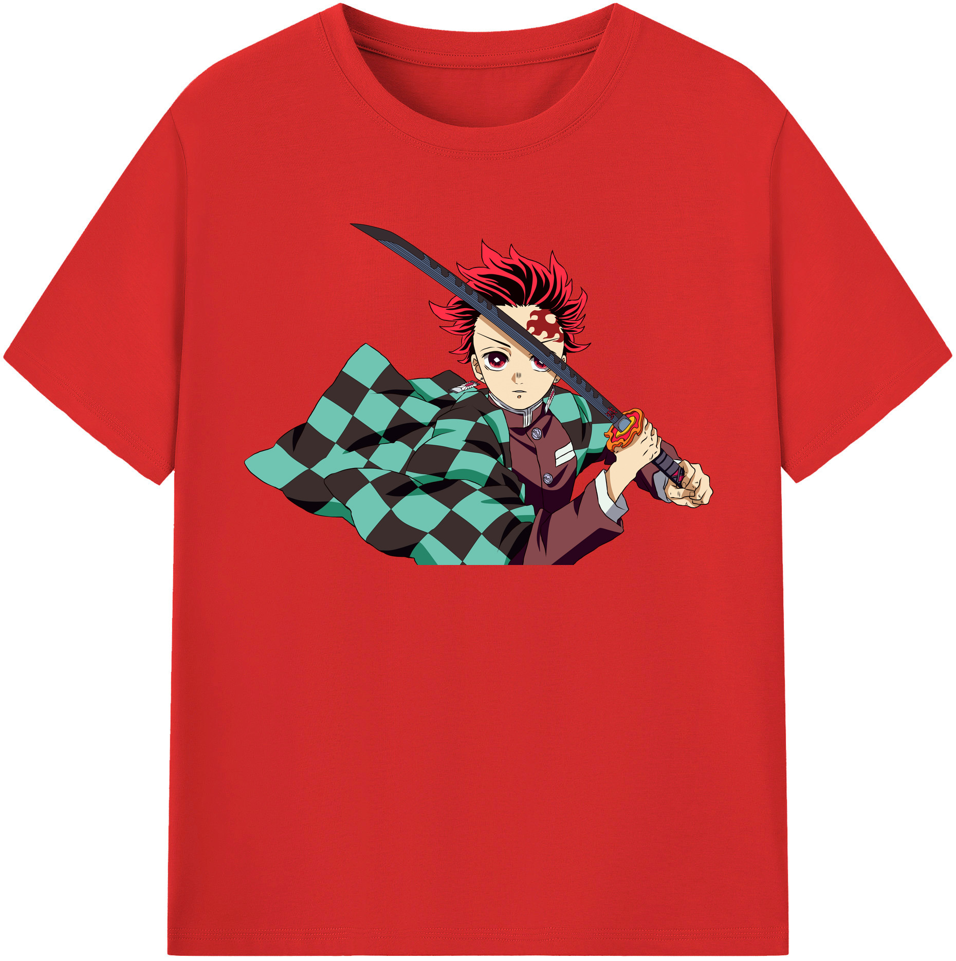 （画像用） 鬼滅の刃 竈門 炭治郎／かまど たんじろう Kamado Tanjirou レディースカジュアルプリントTシャツ（綿100％）