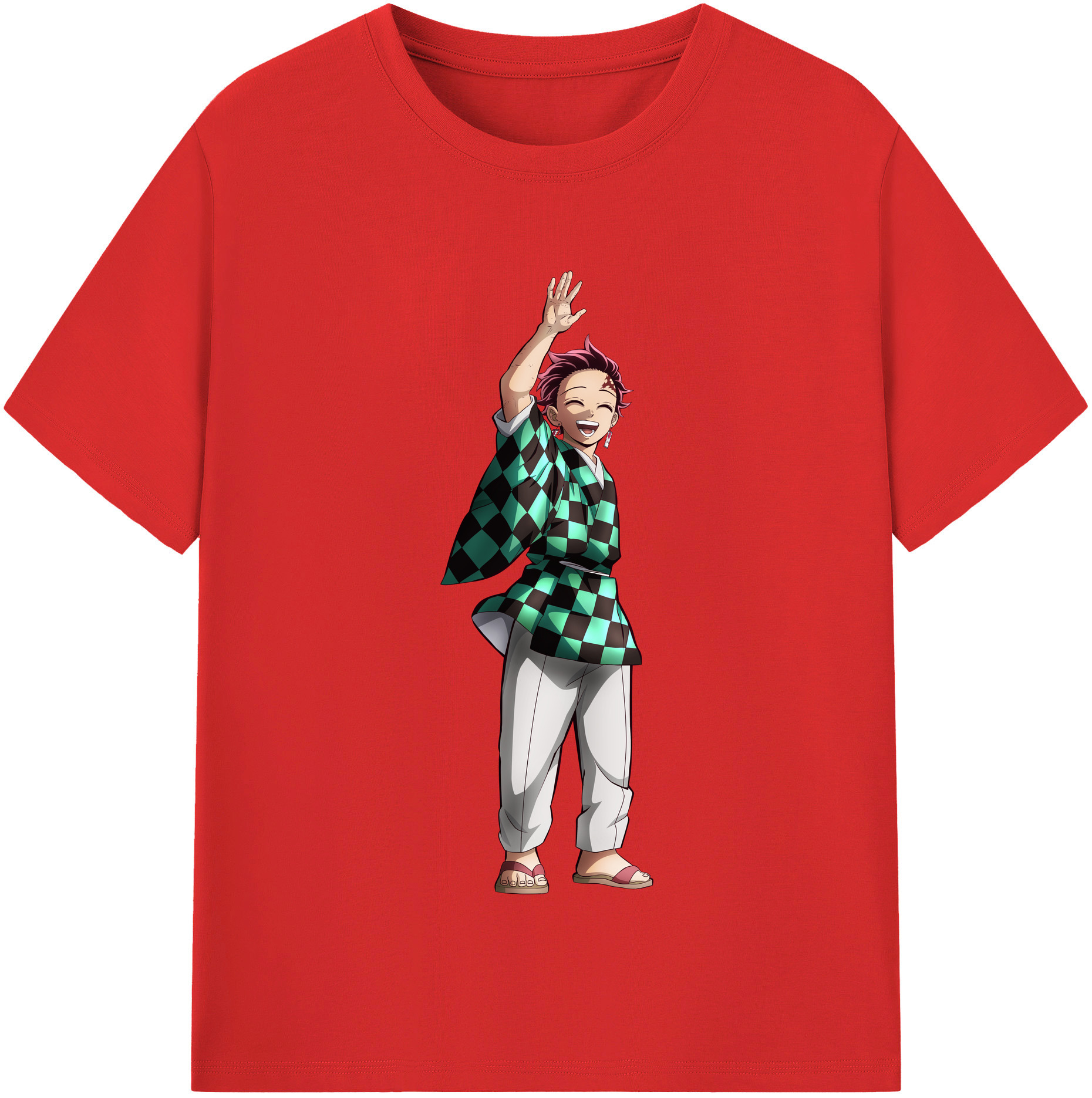（画像用） 鬼滅の刃 竈門 炭治郎／かまど たんじろう Kamado Tanjirou レディースカジュアルプリントTシャツ（綿100％）