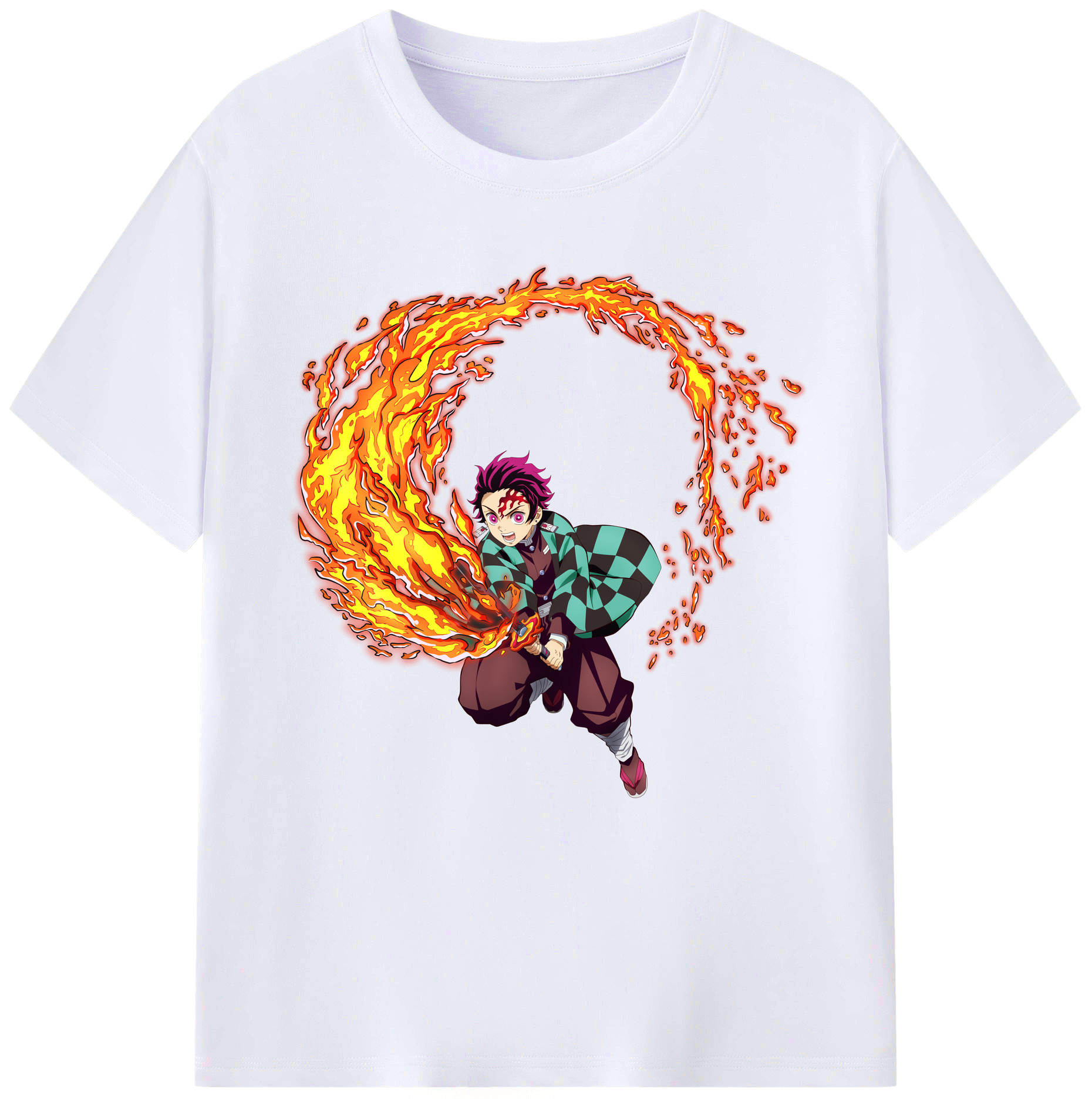 （画像用） 鬼滅の刃 竈門 炭治郎／かまど たんじろう Kamado Tanjirou レディースカジュアルプリントTシャツ（綿100％）