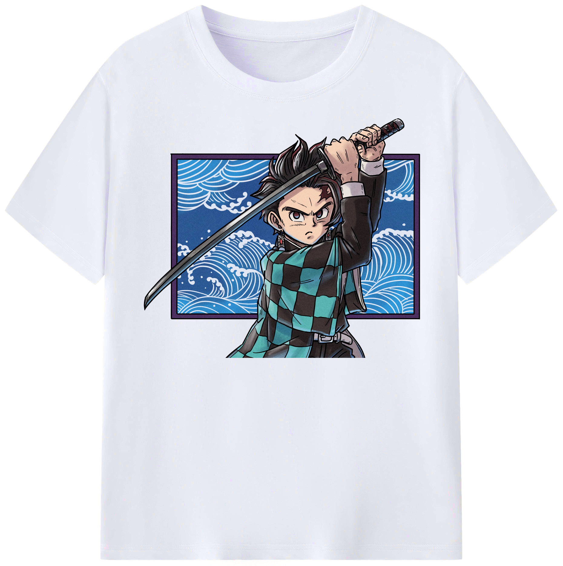 （画像用） 鬼滅の刃 竈門 炭治郎／かまど たんじろう Kamado Tanjirou レディースカジュアルプリントTシャツ（綿100％）