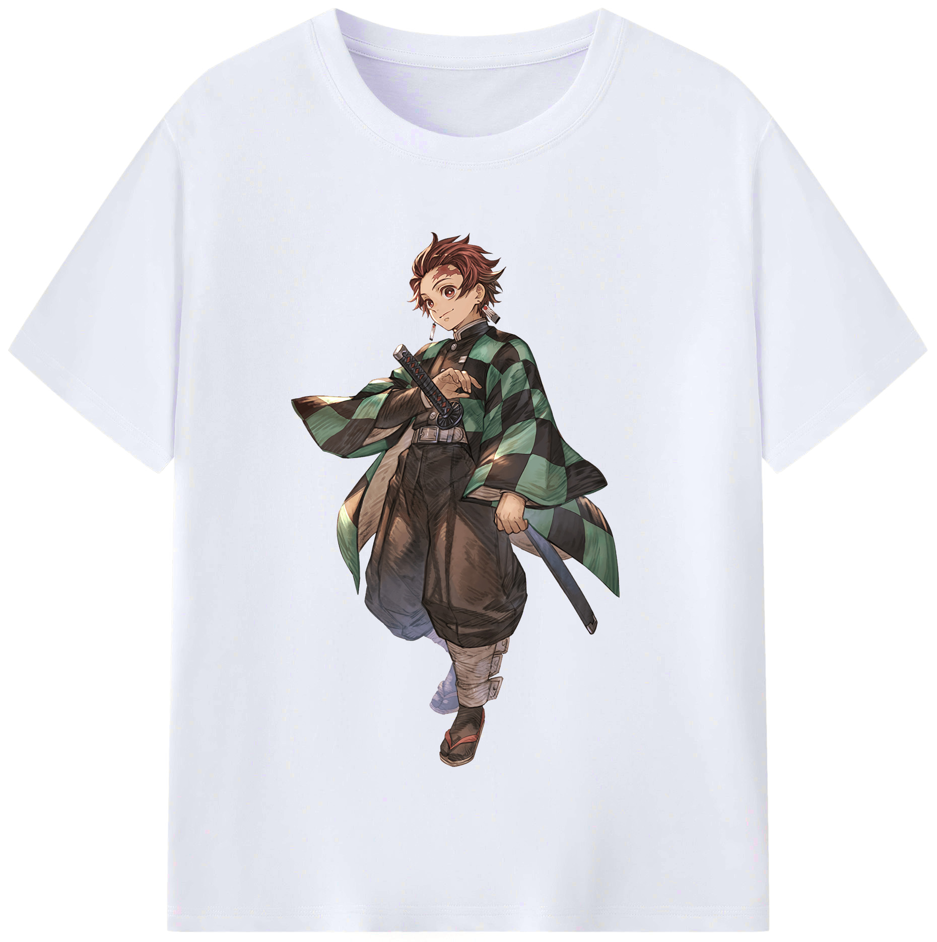 （画像用） 鬼滅の刃 竈門 炭治郎／かまど たんじろう Kamado Tanjirou レディースカジュアルプリントTシャツ（綿100％）