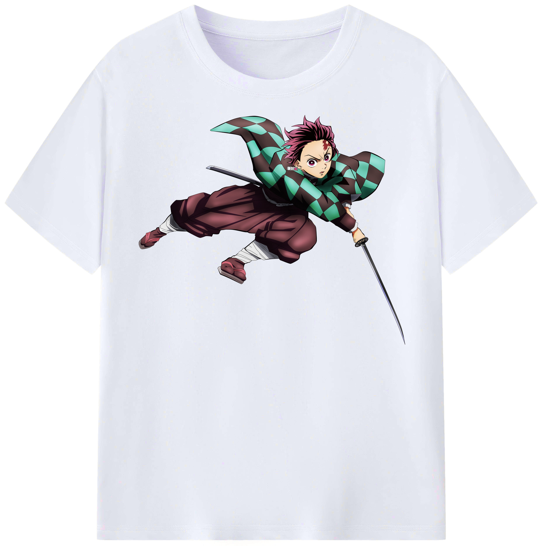（画像用） 鬼滅の刃 竈門 炭治郎／かまど たんじろう Kamado Tanjirou レディースカジュアルプリントTシャツ（綿100％）