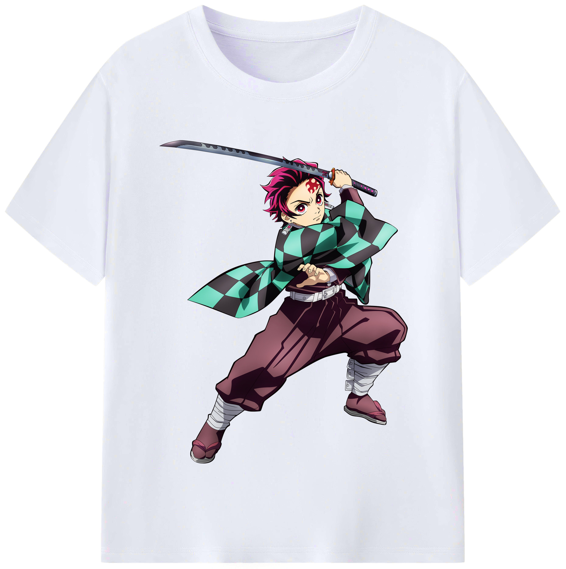 （画像用） 鬼滅の刃 竈門 炭治郎／かまど たんじろう Kamado Tanjirou レディースカジュアルプリントTシャツ（綿100％）