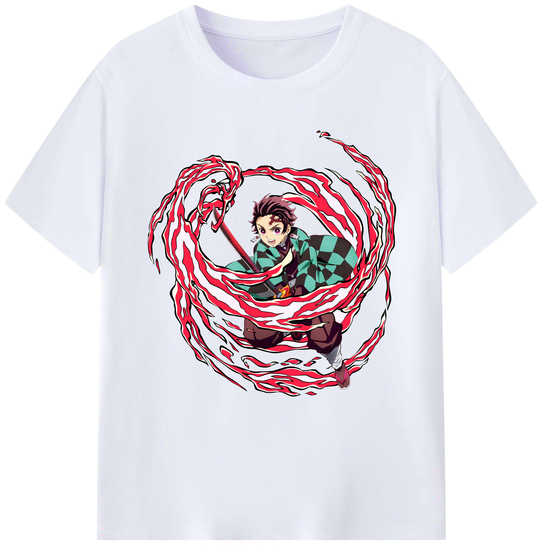 （画像用） 鬼滅の刃 竈門 炭治郎／かまど たんじろう Kamado Tanjirou レディースカジュアルプリントTシャツ（綿100％）