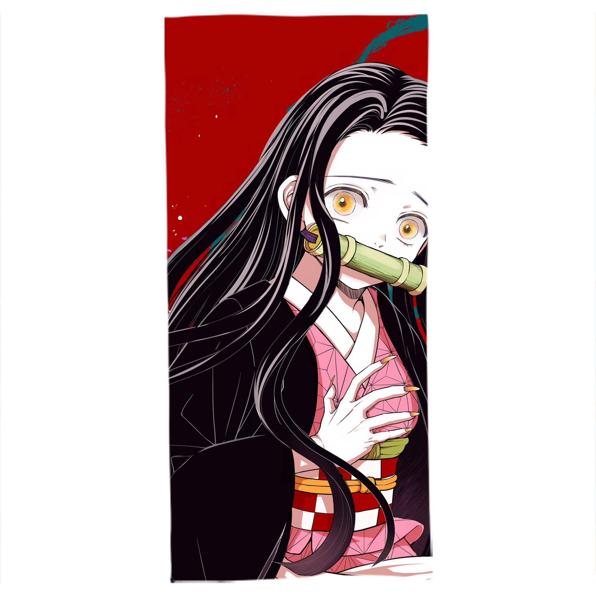（画像用） 鬼滅の刃（きめつのやいば）竈門 禰󠄀豆子／かまど ねずこ Kamado Nezuko 大判バスタオル 70×140cm 吸水速乾 柔らかい肌触り