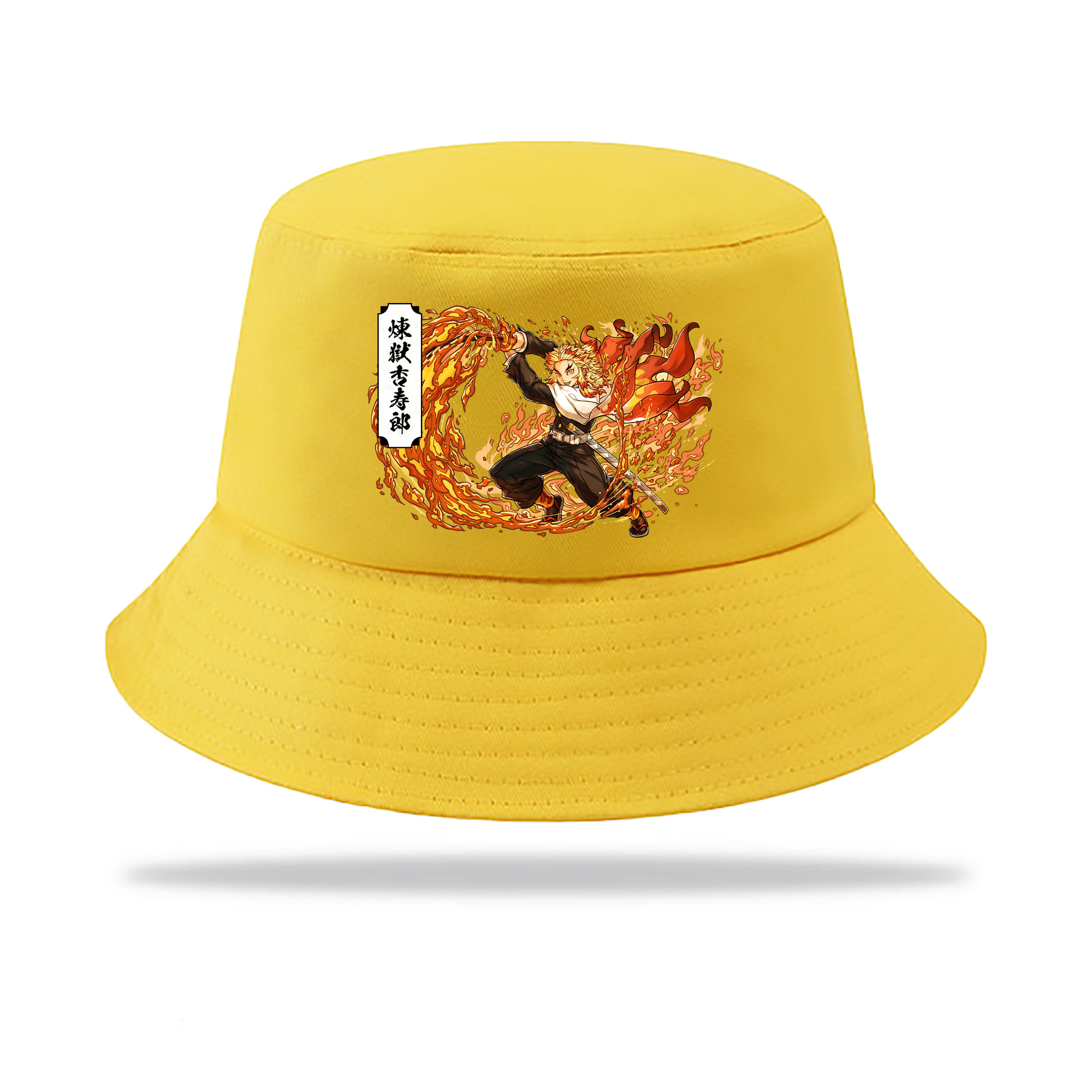 （画像用） 鬼滅の刃（きめつのやいば）炎柱-煉󠄁獄 杏寿郎／れんごく きょうじゅろう Rengoku Kyoujurou アウトドア日除けバケットハット