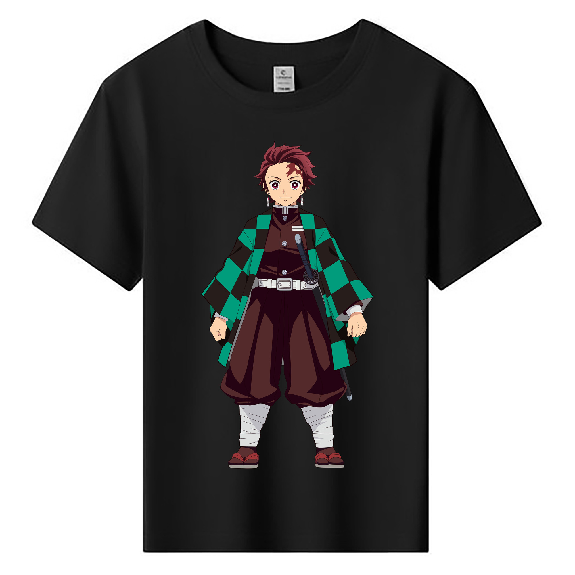 （画像用） 鬼滅の刃 竈門 炭治郎／かまど たんじろう Kamado Tanjirou 綿100％キッズTシャツ（フロントプリント）
