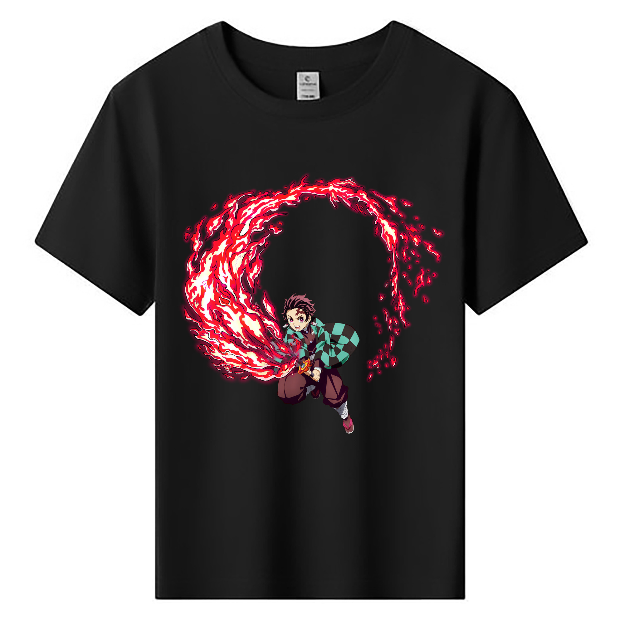 （画像用） 鬼滅の刃 竈門 炭治郎／かまど たんじろう Kamado Tanjirou 綿100％キッズTシャツ（フロントプリント）