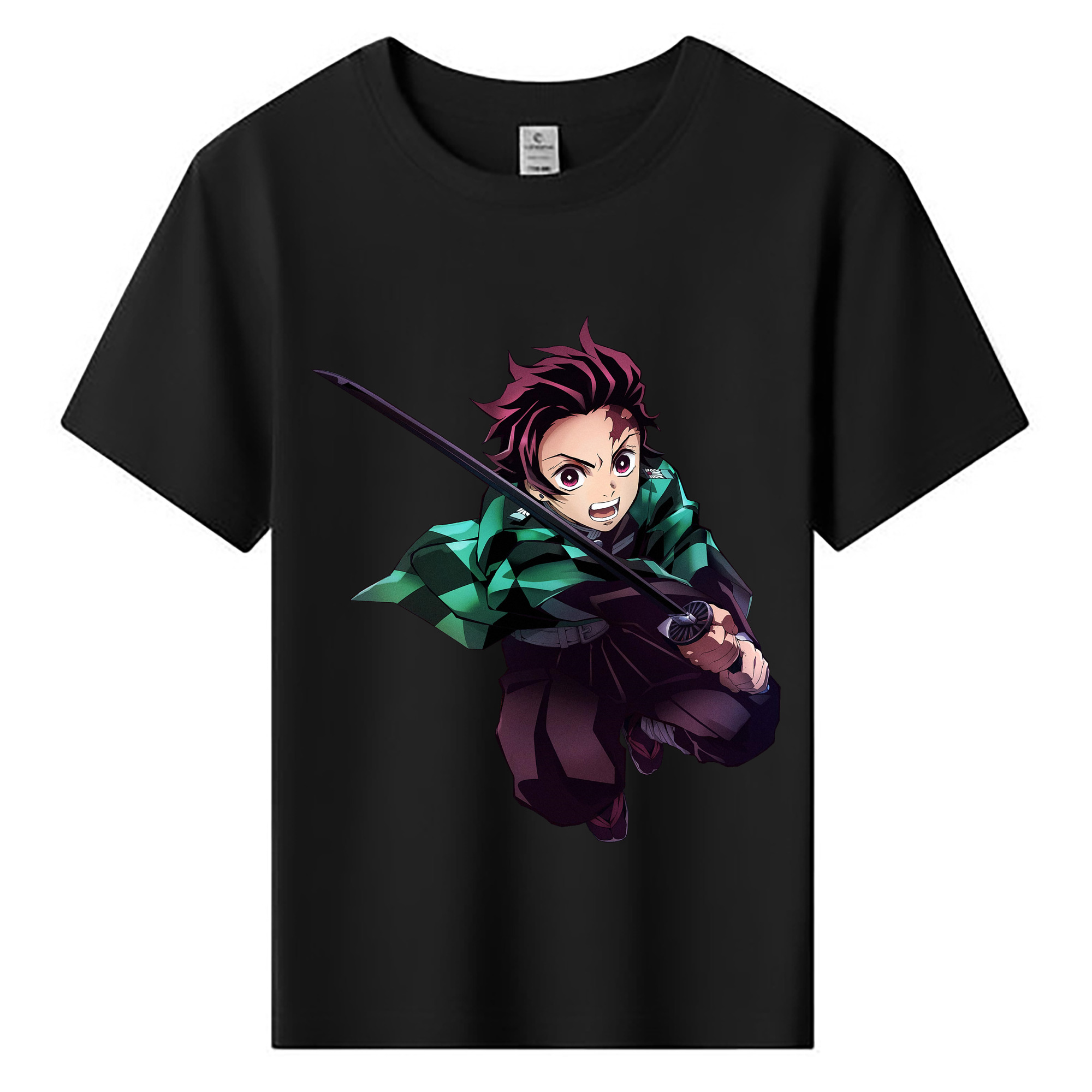 （画像用） 鬼滅の刃 竈門 炭治郎／かまど たんじろう Kamado Tanjirou 綿100％キッズTシャツ（フロントプリント）