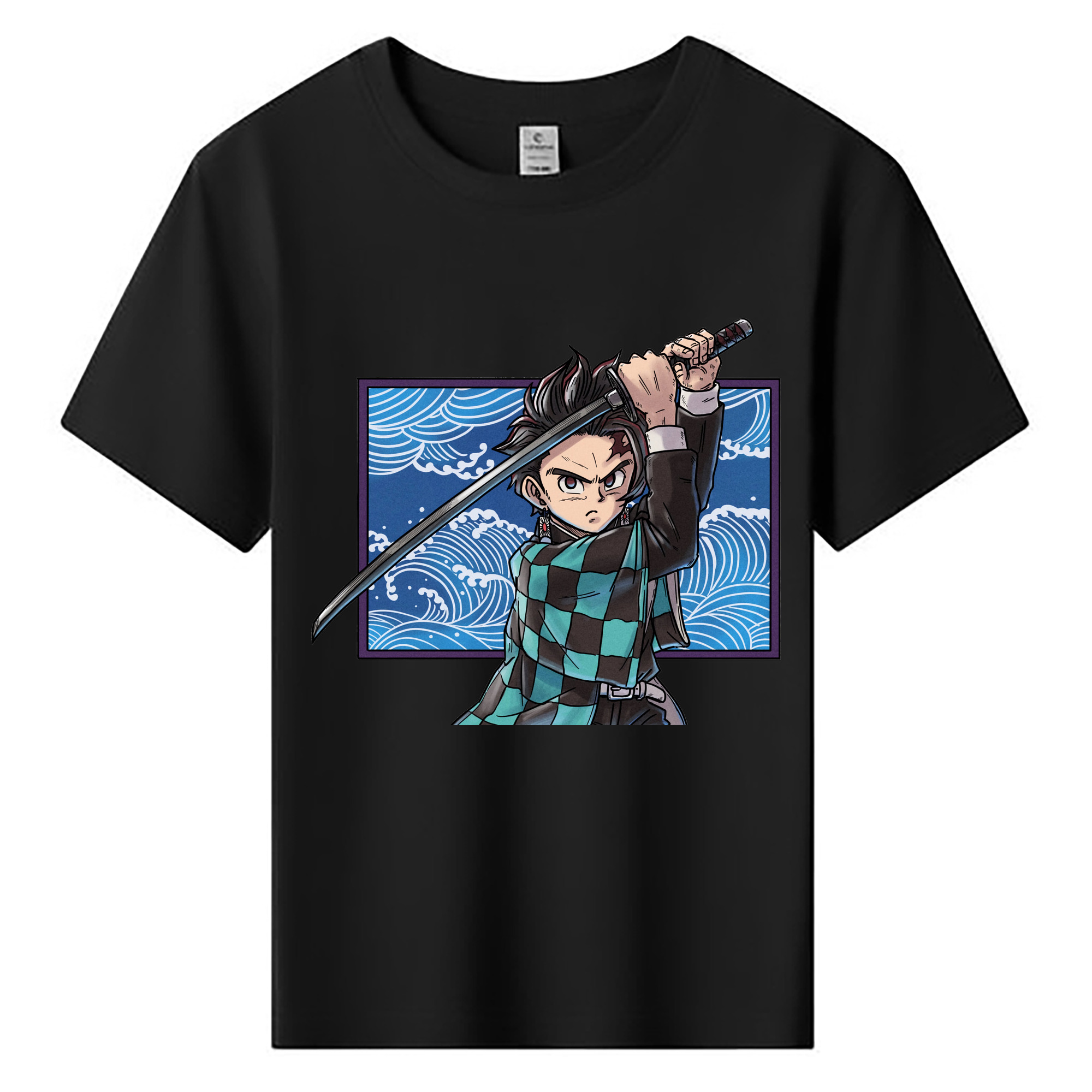 （画像用） 鬼滅の刃 竈門 炭治郎／かまど たんじろう Kamado Tanjirou 綿100％キッズTシャツ（フロントプリント）