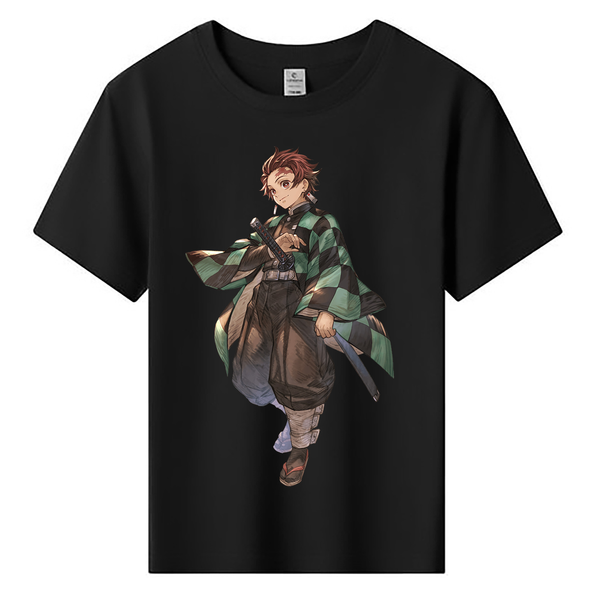 （画像用） 鬼滅の刃 竈門 炭治郎／かまど たんじろう Kamado Tanjirou 綿100％キッズTシャツ（フロントプリント）