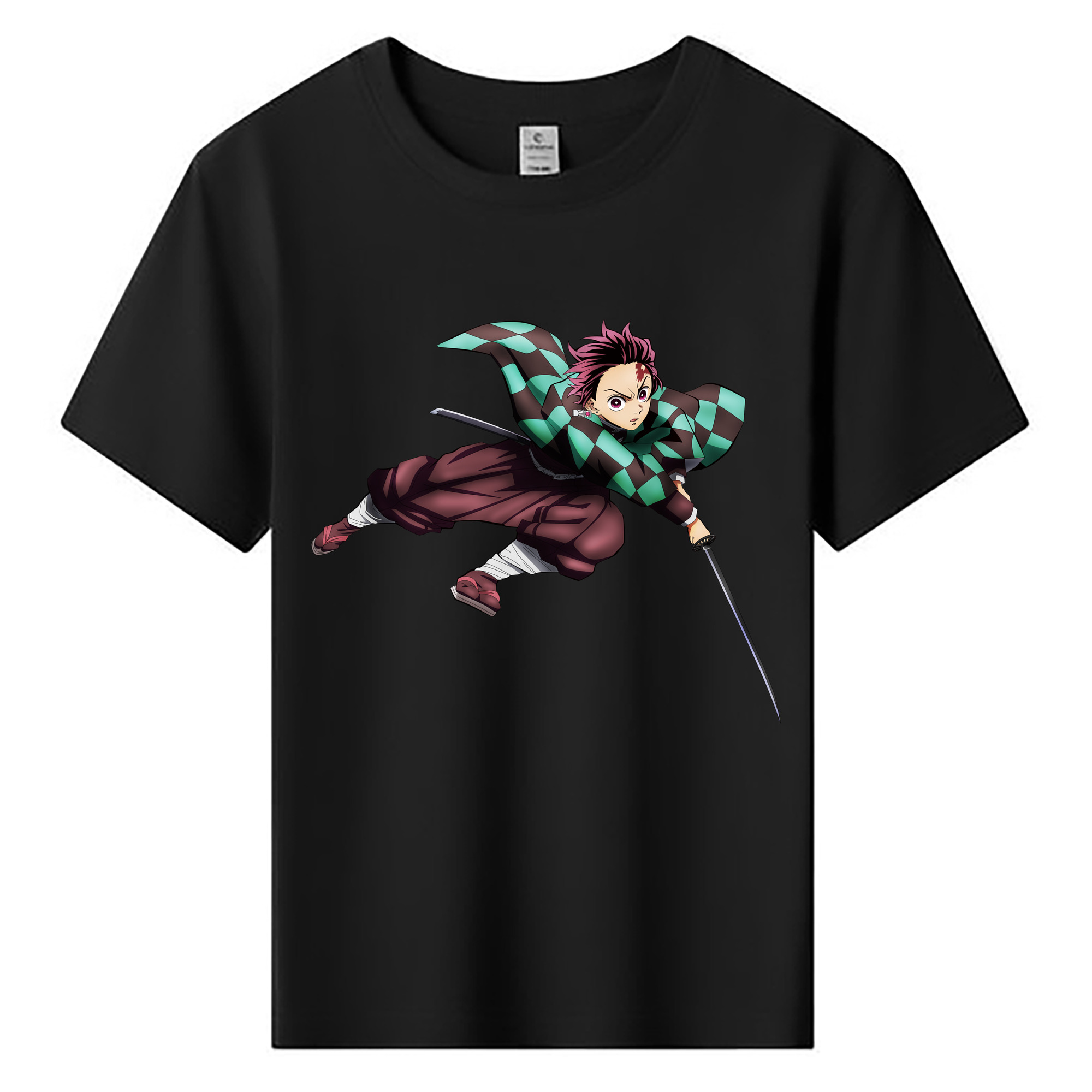 （画像用） 鬼滅の刃 竈門 炭治郎／かまど たんじろう Kamado Tanjirou 綿100％キッズTシャツ（フロントプリント）