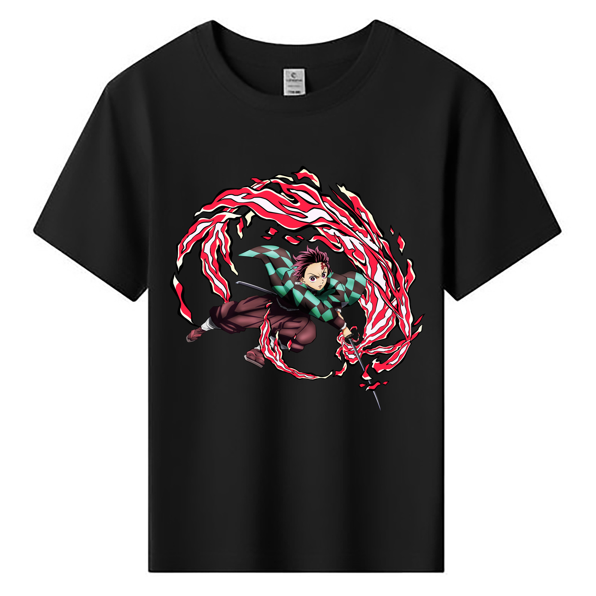 （画像用） 鬼滅の刃 竈門 炭治郎／かまど たんじろう Kamado Tanjirou 綿100％キッズTシャツ（フロントプリント）