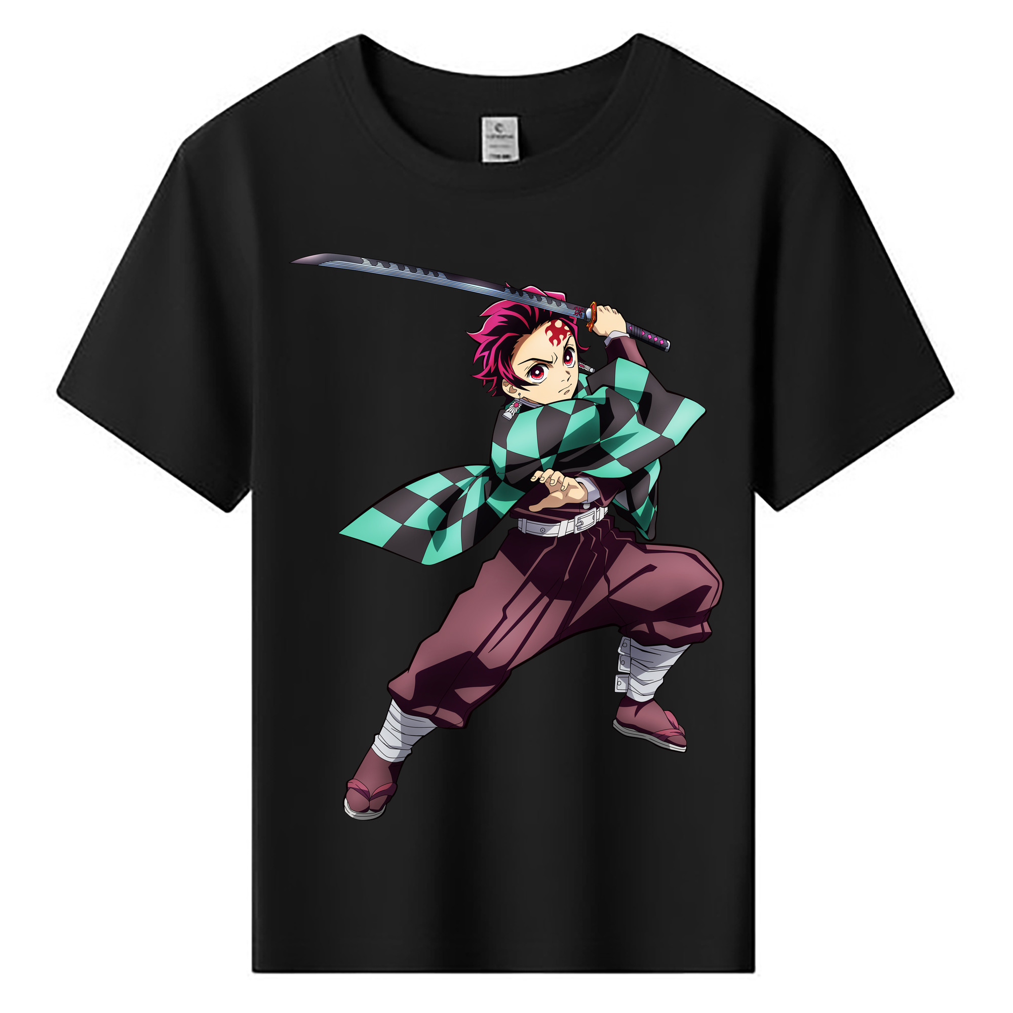 （画像用） 鬼滅の刃 竈門 炭治郎／かまど たんじろう Kamado Tanjirou 綿100％キッズTシャツ（フロントプリント）
