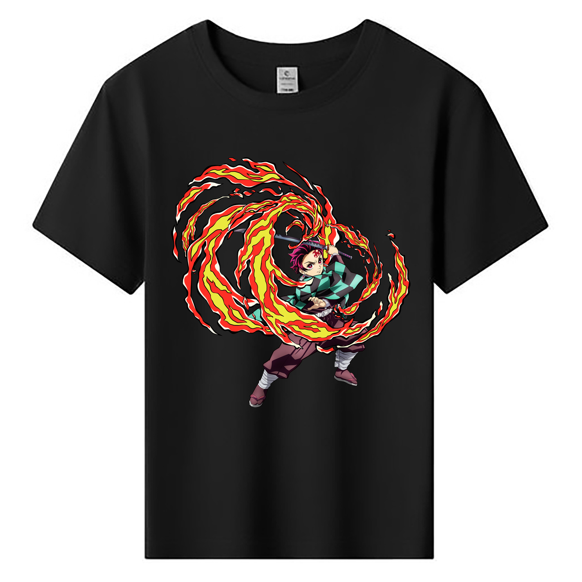 （画像用） 鬼滅の刃 竈門 炭治郎／かまど たんじろう Kamado Tanjirou 綿100％キッズTシャツ（フロントプリント）