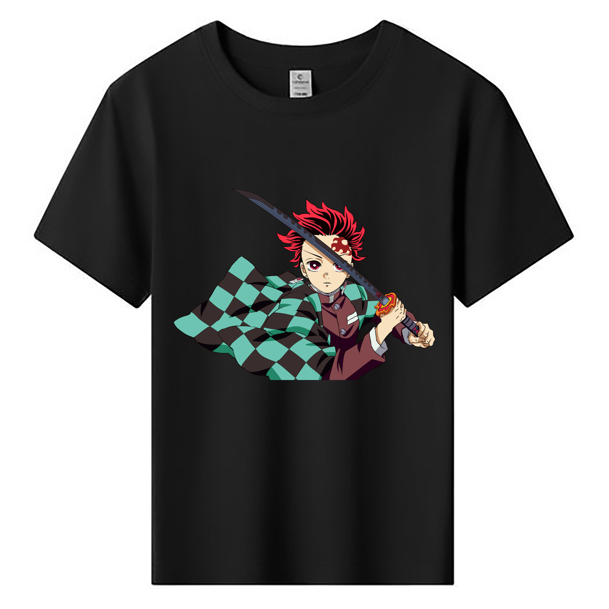 （画像用） 鬼滅の刃 竈門 炭治郎／かまど たんじろう Kamado Tanjirou 綿100％キッズTシャツ（フロントプリント）