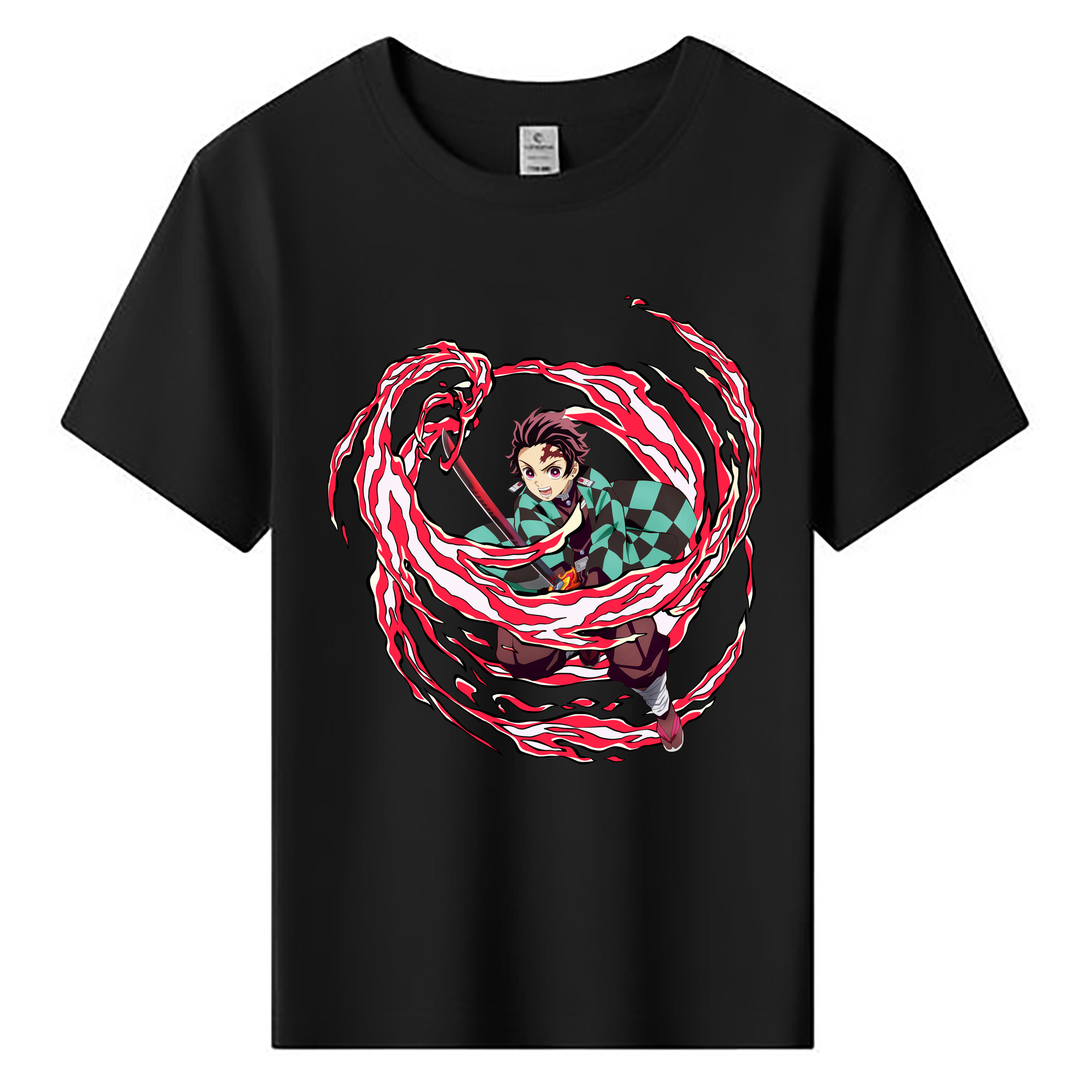 （画像用） 鬼滅の刃 竈門 炭治郎／かまど たんじろう Kamado Tanjirou 綿100％キッズTシャツ（フロントプリント）