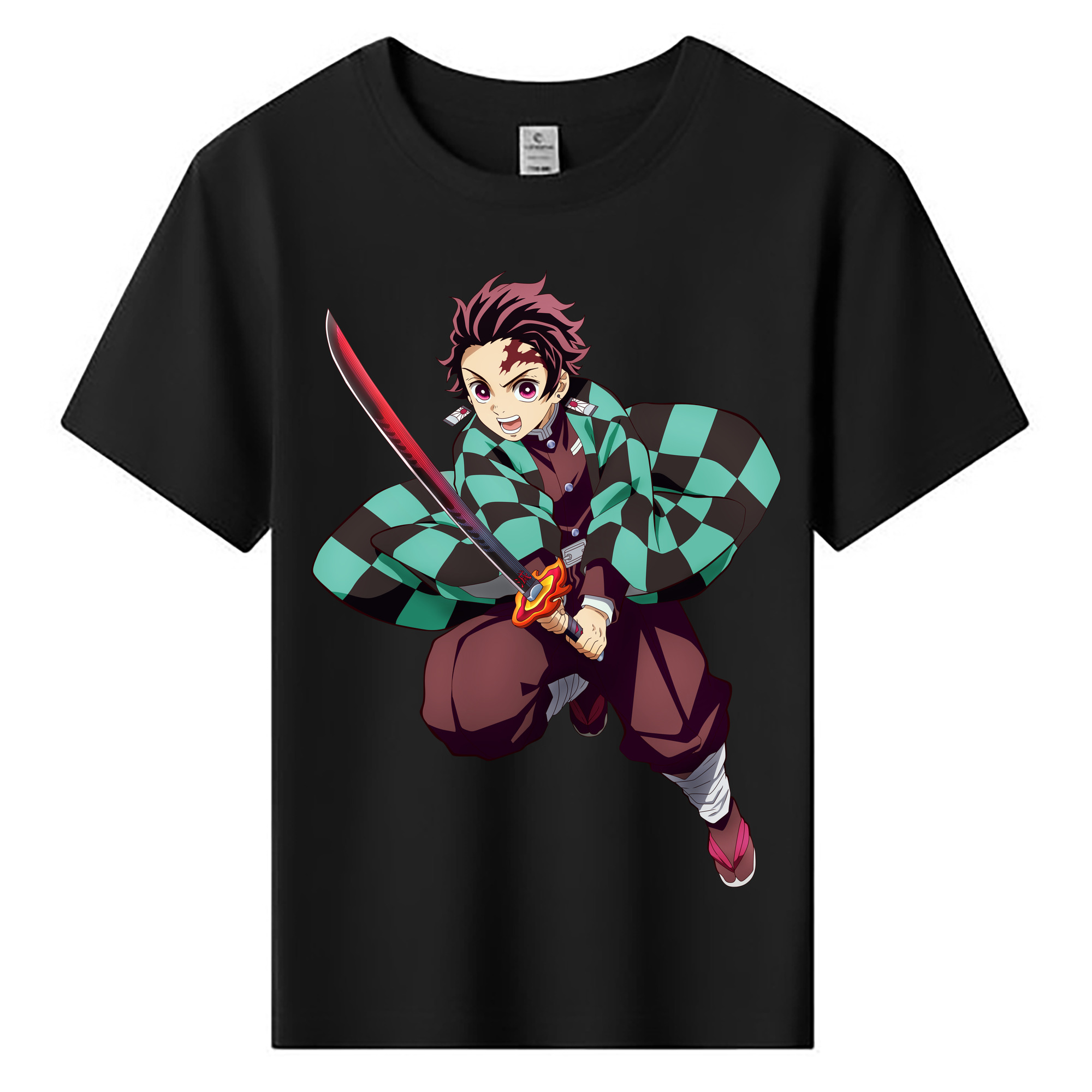 （画像用） 鬼滅の刃 竈門 炭治郎／かまど たんじろう Kamado Tanjirou 綿100％キッズTシャツ（フロントプリント）