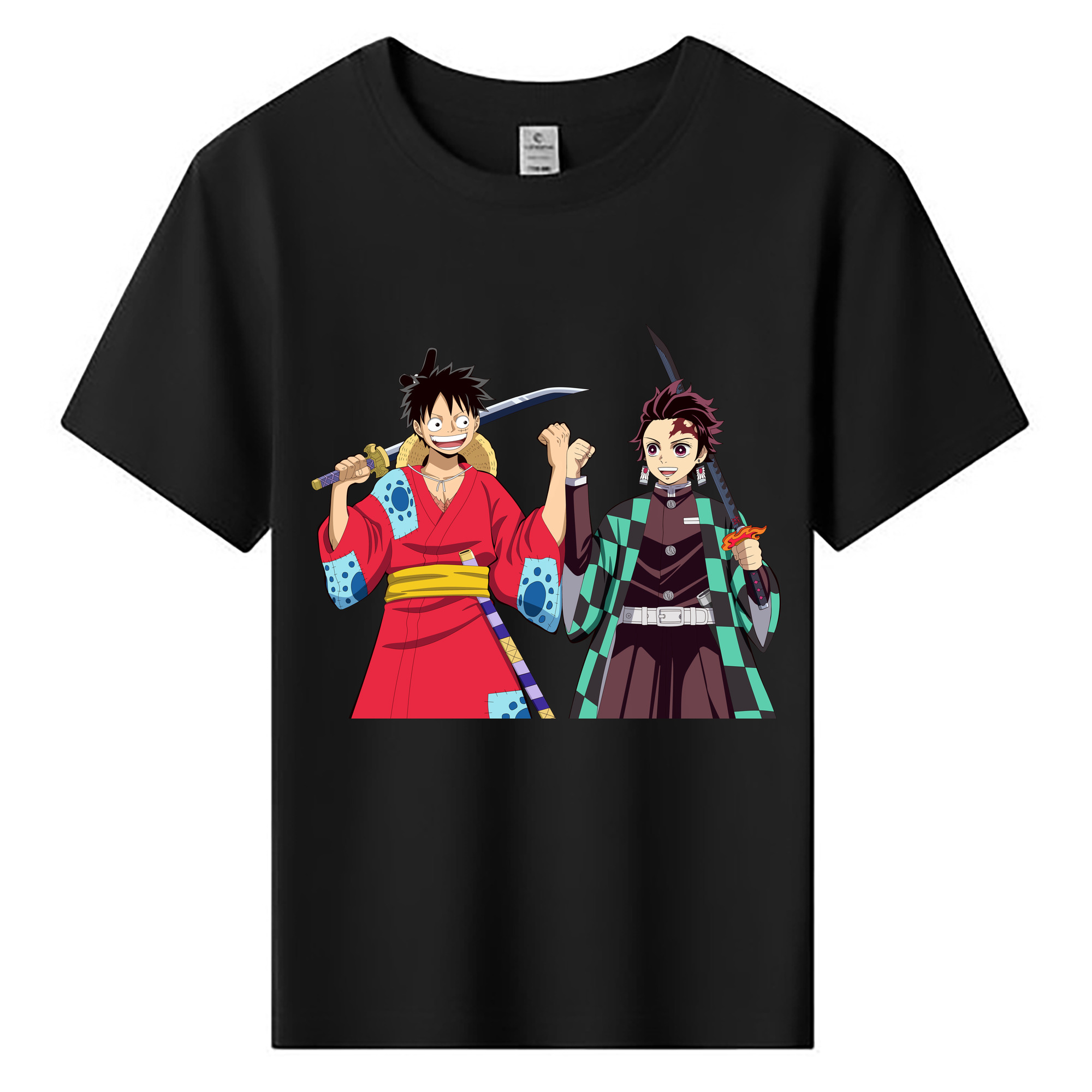 （画像用） 鬼滅の刃 竈門 炭治郎／かまど たんじろう Kamado Tanjirou 綿100％キッズTシャツ（フロントプリント）