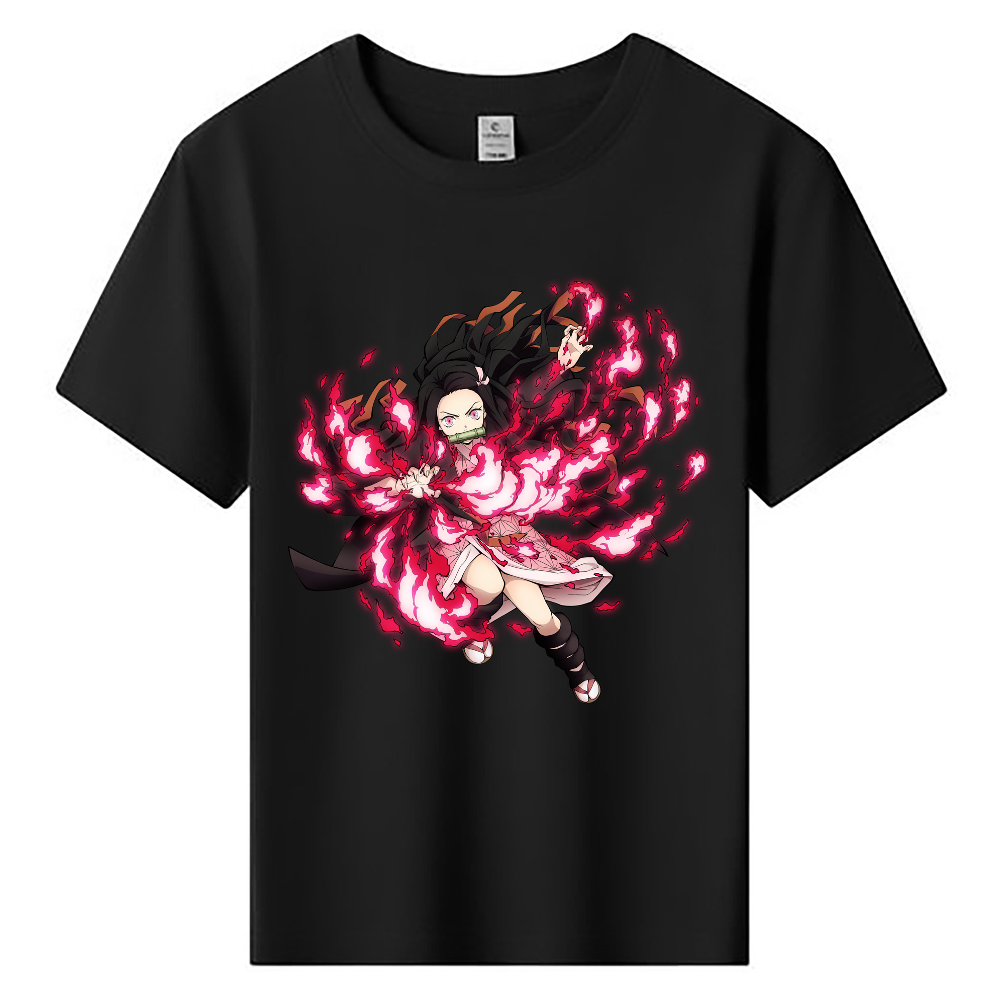 （画像用） 鬼滅の刃（きめつのやいば）竈門 禰󠄀豆子／かまど ねずこ Kamado Nezuko 綿100％キッズTシャツ（フロントプリント）