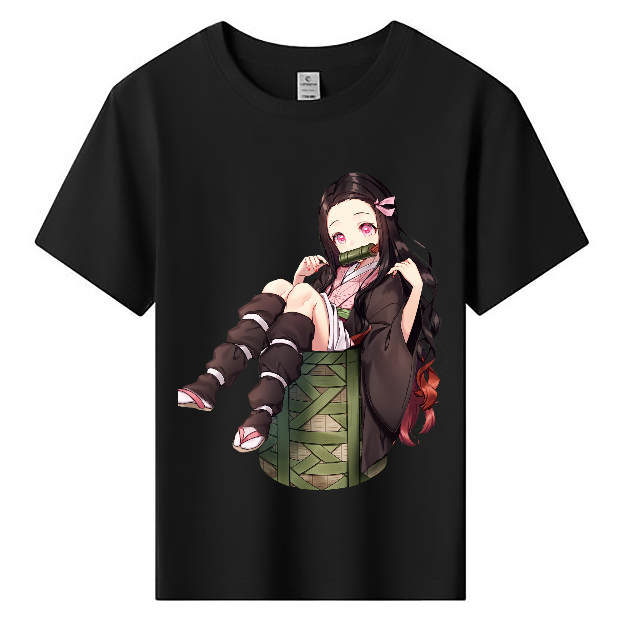 （画像用） 鬼滅の刃（きめつのやいば）竈門 禰󠄀豆子／かまど ねずこ Kamado Nezuko 綿100％キッズTシャツ（フロントプリント）
