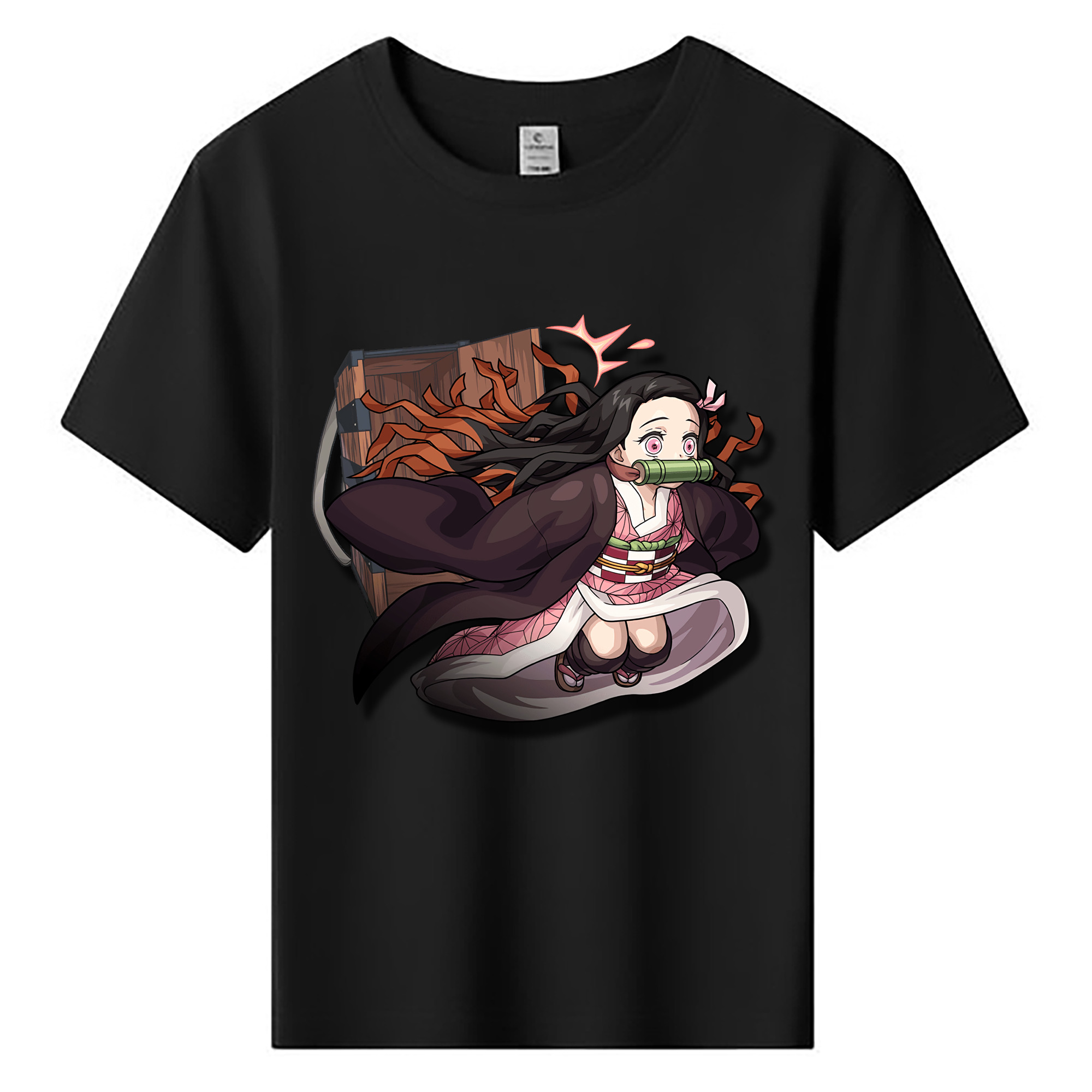 （画像用） 鬼滅の刃（きめつのやいば）竈門 禰󠄀豆子／かまど ねずこ Kamado Nezuko 綿100％キッズTシャツ（フロントプリント）