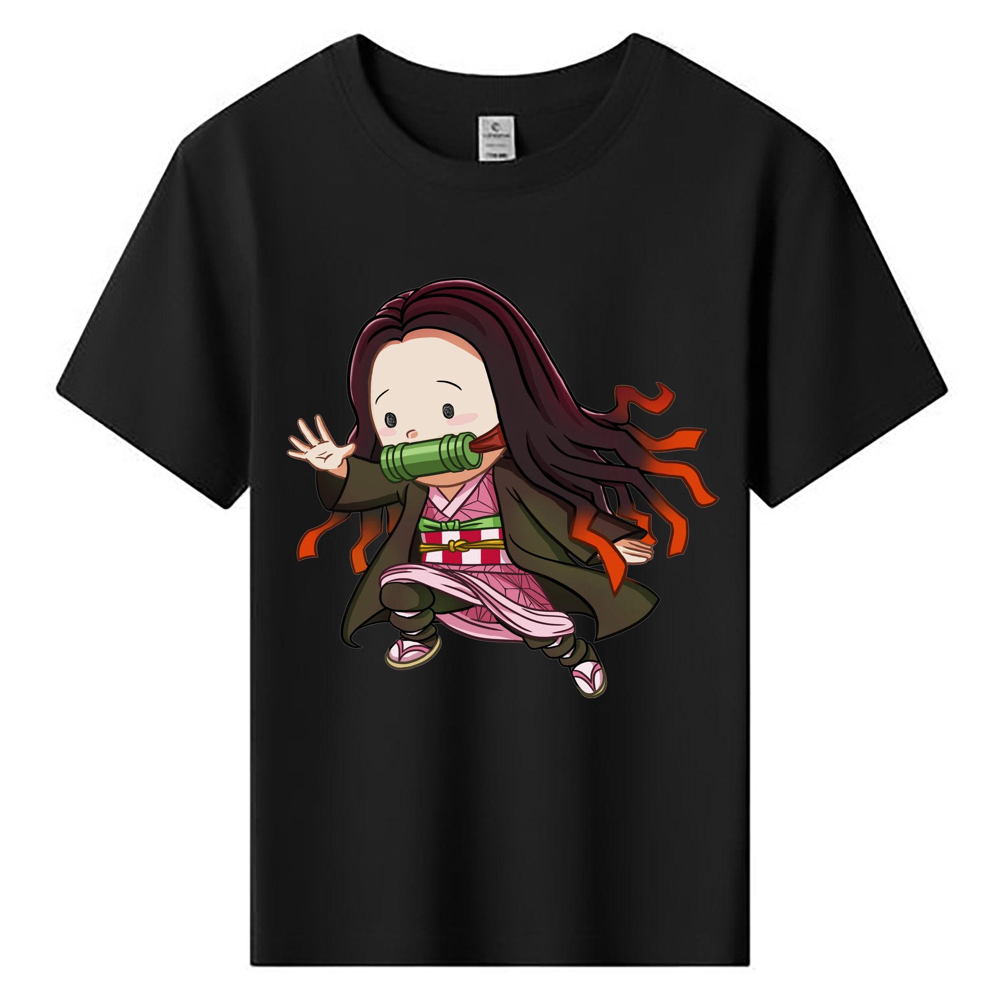 （画像用） 鬼滅の刃（きめつのやいば）竈門 禰󠄀豆子／かまど ねずこ Kamado Nezuko 綿100％キッズTシャツ（フロントプリント）