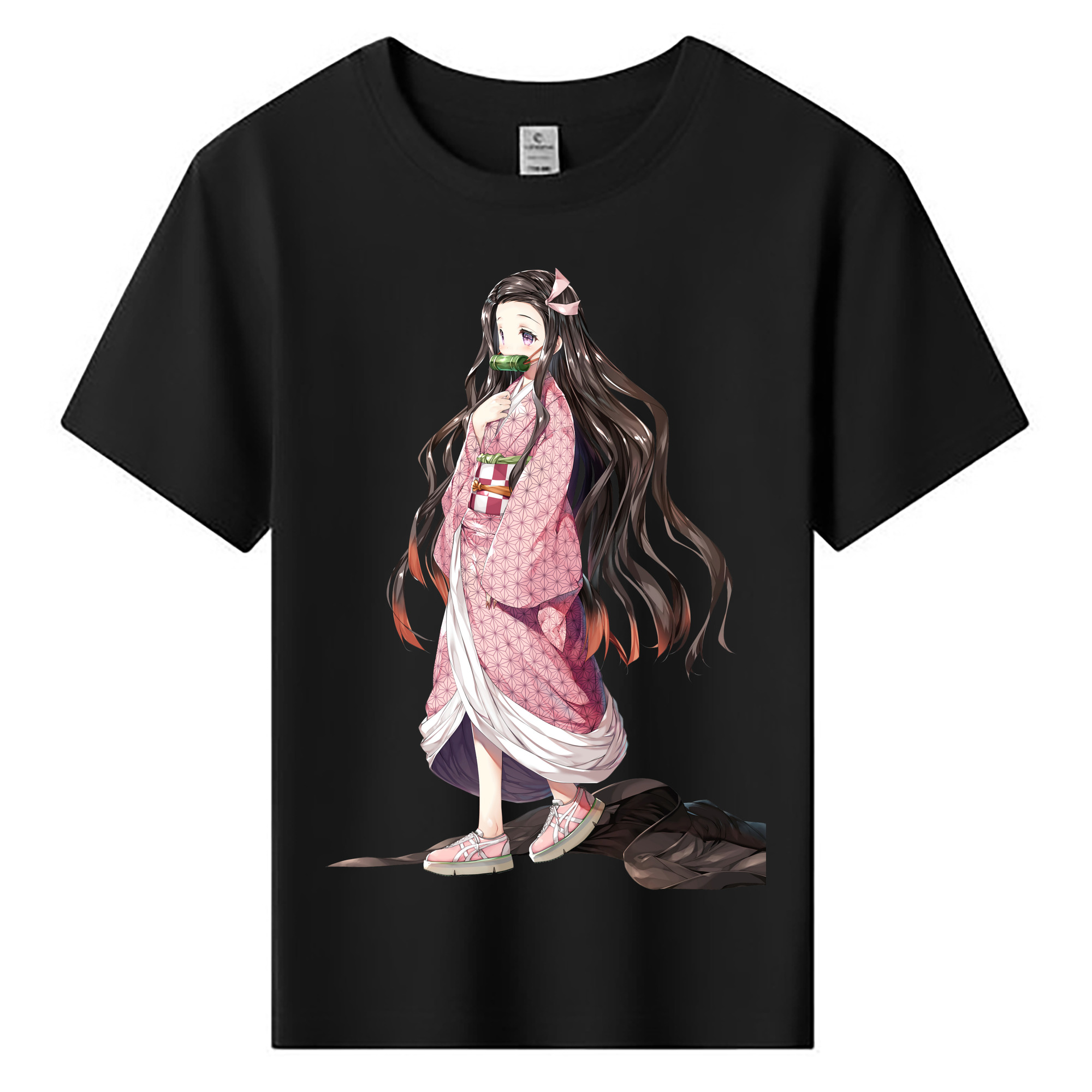 （画像用） 鬼滅の刃（きめつのやいば）竈門 禰󠄀豆子／かまど ねずこ Kamado Nezuko 綿100％キッズTシャツ（フロントプリント）