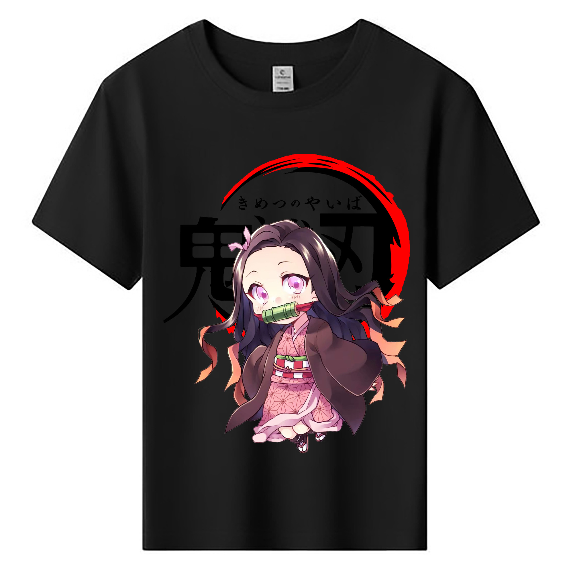 （画像用） 鬼滅の刃（きめつのやいば）竈門 禰󠄀豆子／かまど ねずこ Kamado Nezuko 綿100％キッズTシャツ（フロントプリント）