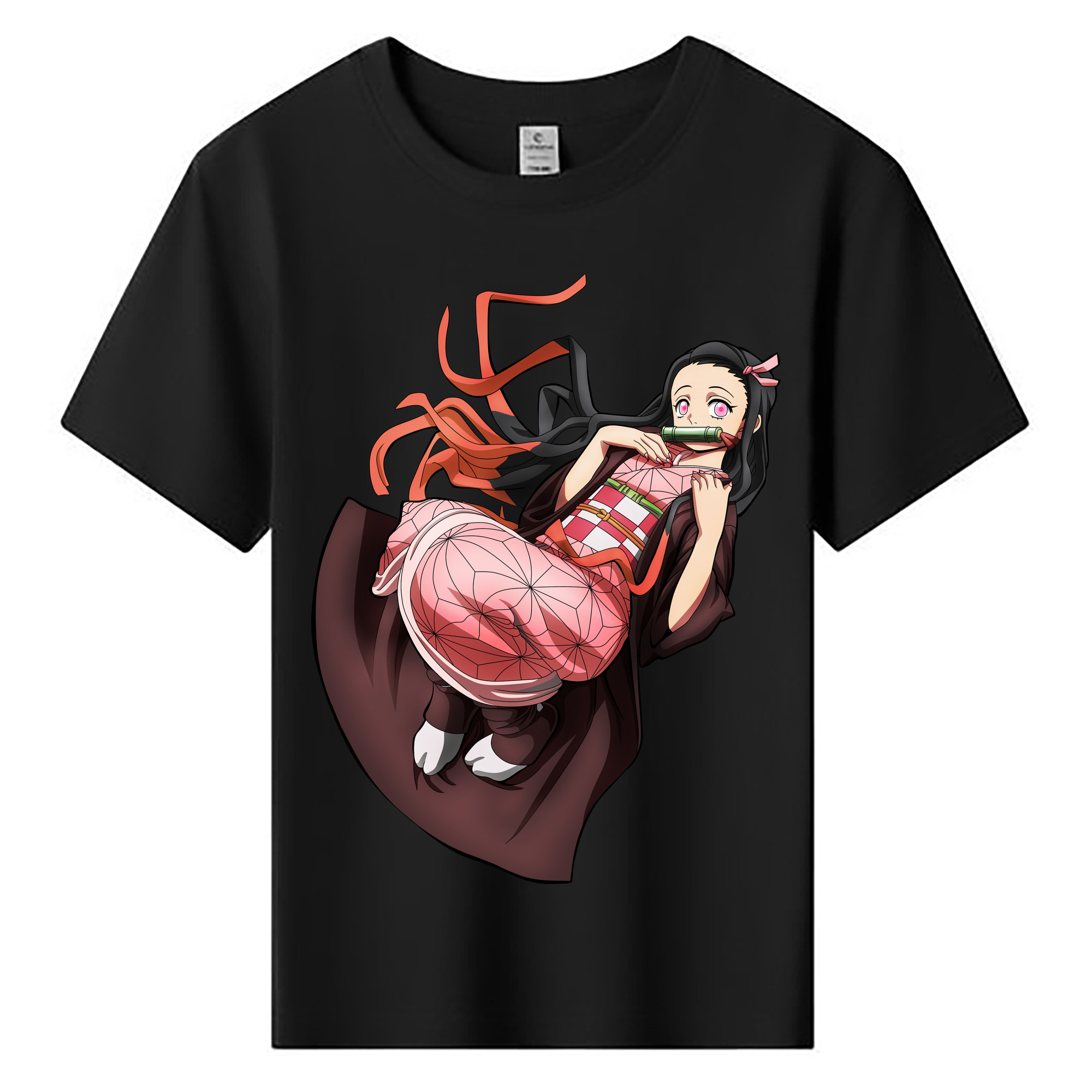 （画像用） 鬼滅の刃（きめつのやいば）竈門 禰󠄀豆子／かまど ねずこ Kamado Nezuko 綿100％キッズTシャツ（フロントプリント）