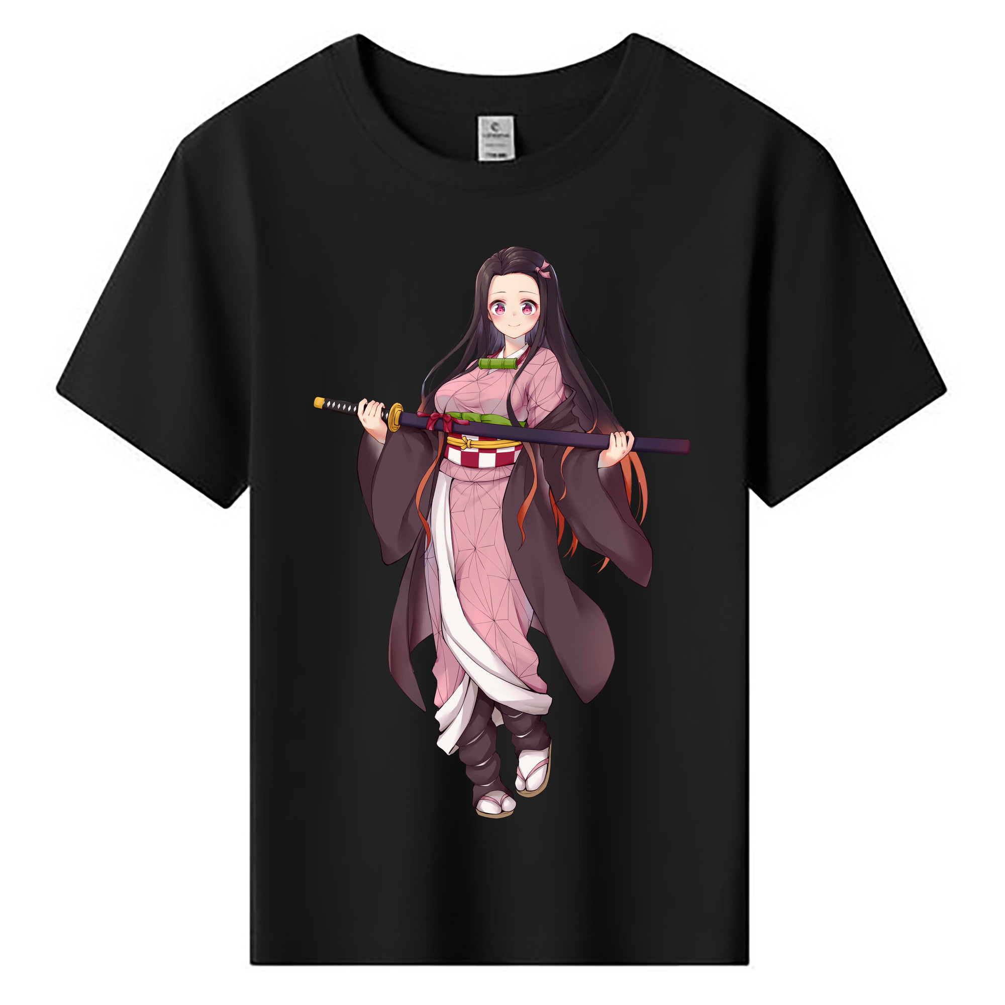 （画像用） 鬼滅の刃（きめつのやいば）竈門 禰󠄀豆子／かまど ねずこ Kamado Nezuko 綿100％キッズTシャツ（フロントプリント）