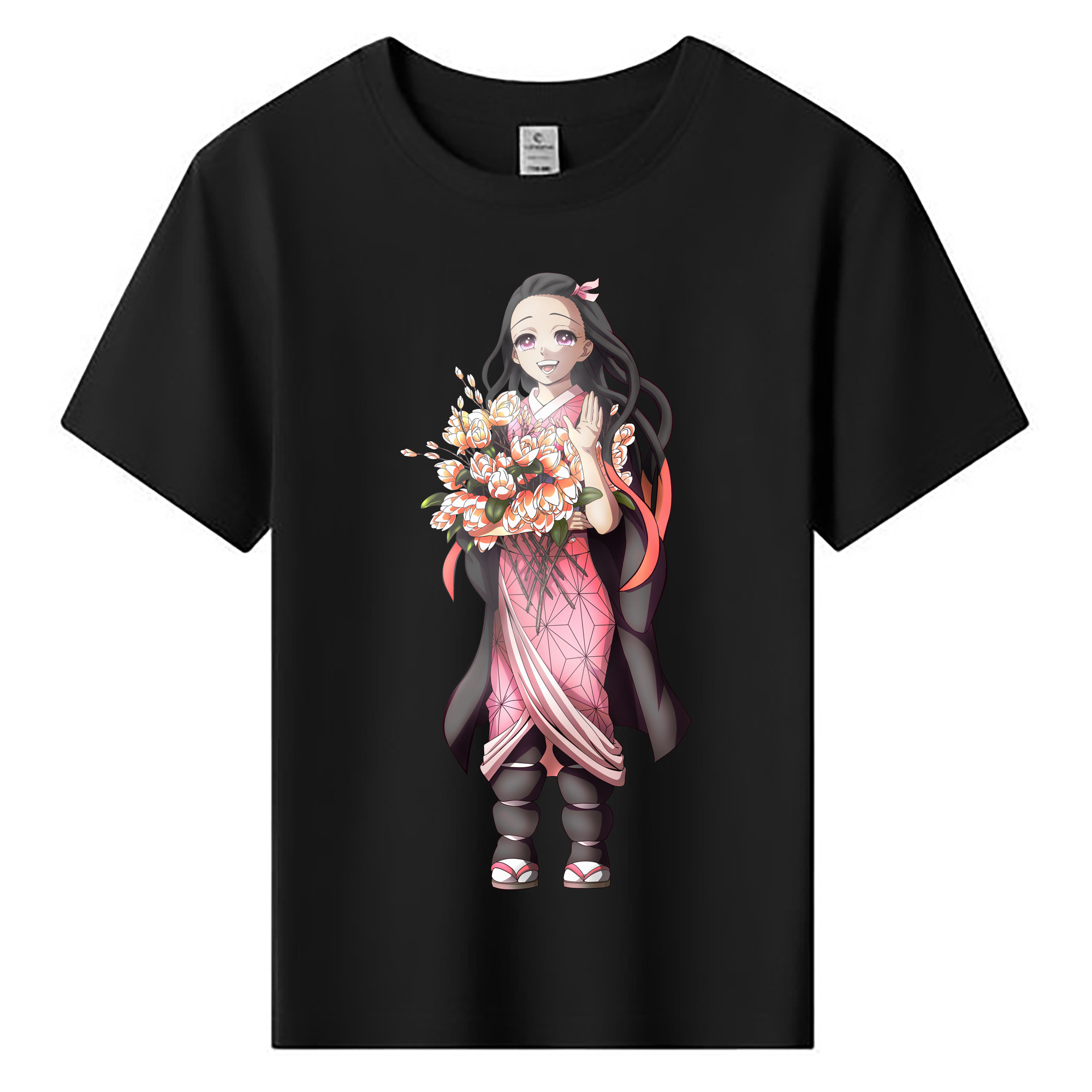 （画像用） 鬼滅の刃（きめつのやいば）竈門 禰󠄀豆子／かまど ねずこ Kamado Nezuko 綿100％キッズTシャツ（フロントプリント）