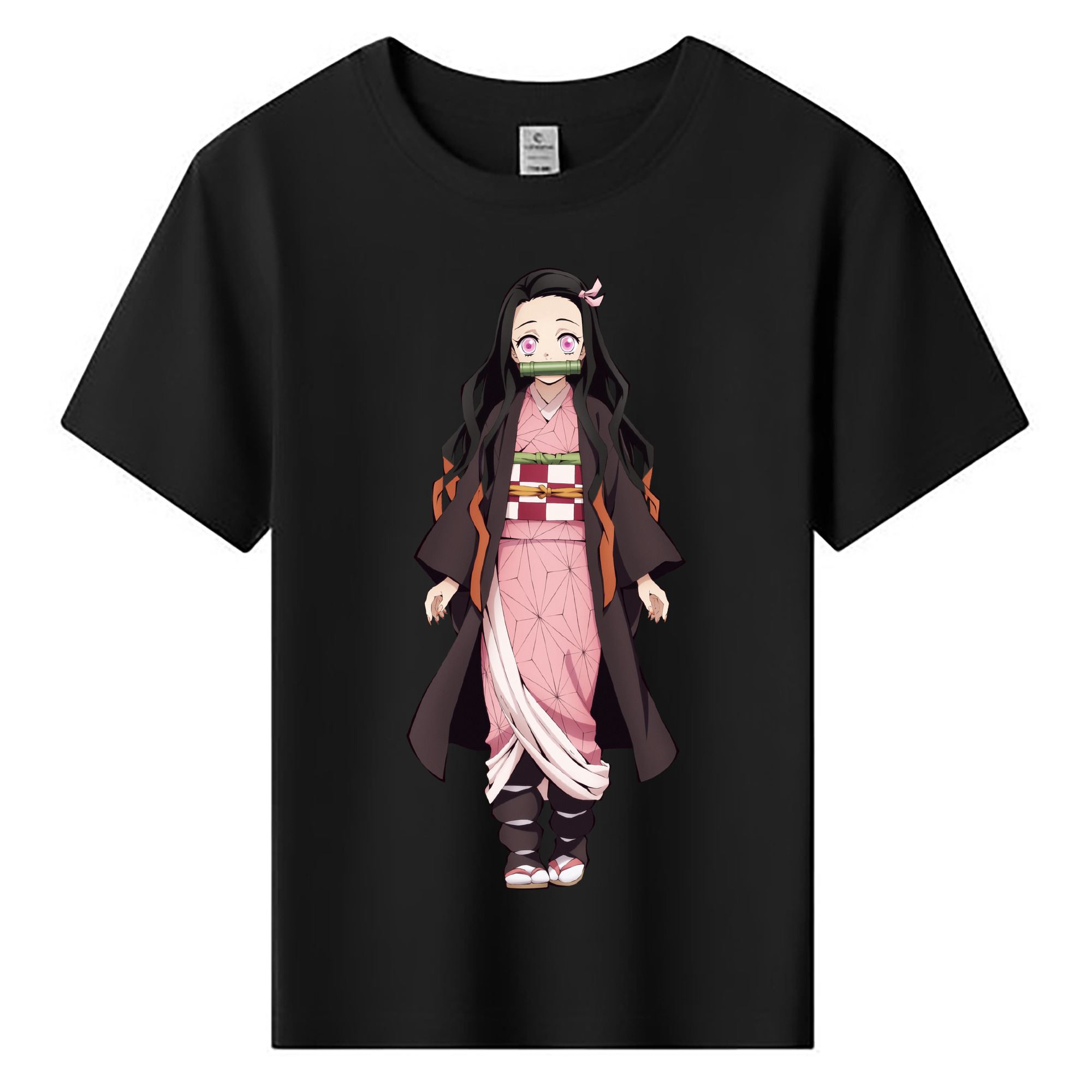 （画像用） 鬼滅の刃（きめつのやいば）竈門 禰󠄀豆子／かまど ねずこ Kamado Nezuko 綿100％キッズTシャツ（フロントプリント）