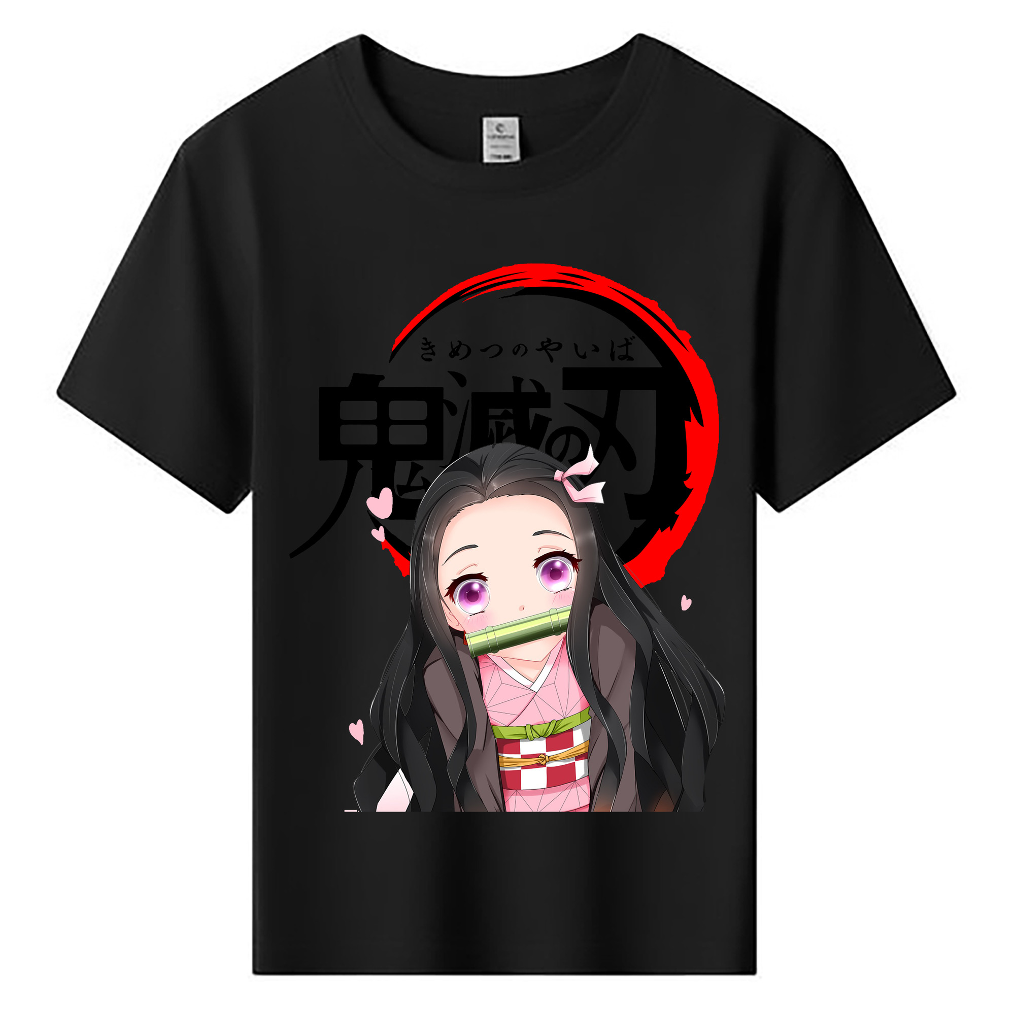 （画像用） 鬼滅の刃（きめつのやいば）竈門 禰󠄀豆子／かまど ねずこ Kamado Nezuko 綿100％キッズTシャツ（フロントプリント）