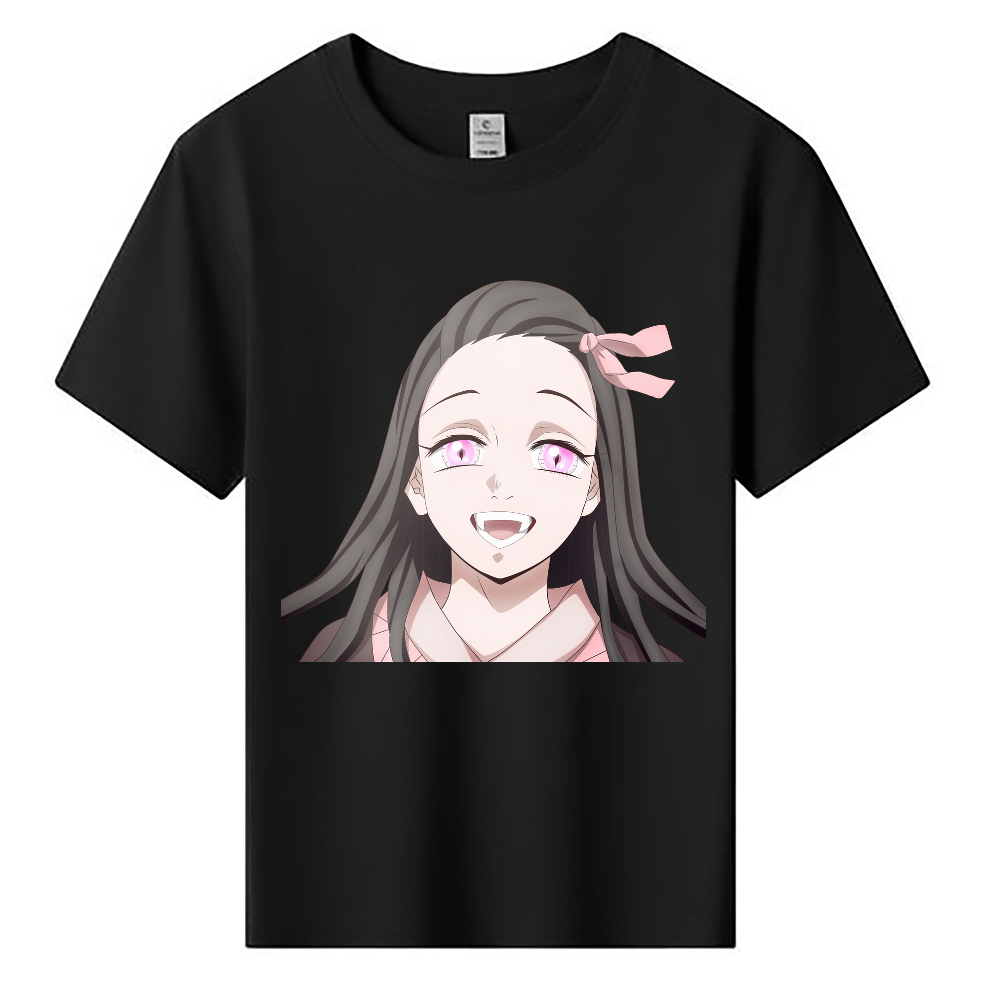 （画像用） 鬼滅の刃（きめつのやいば）竈門 禰󠄀豆子／かまど ねずこ Kamado Nezuko 綿100％キッズTシャツ（フロントプリント）