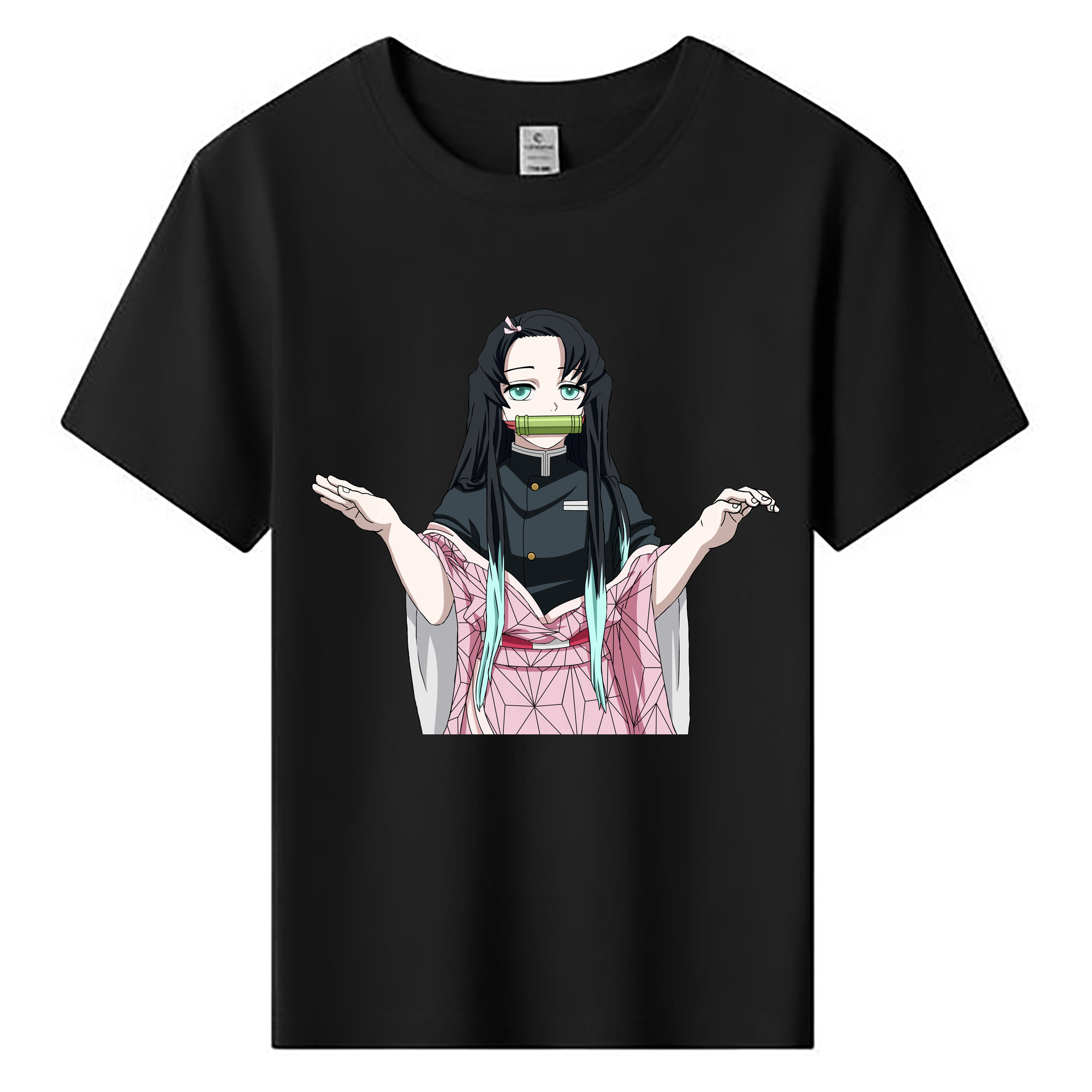 （画像用） 鬼滅の刃（きめつのやいば）竈門 禰󠄀豆子／かまど ねずこ Kamado Nezuko 綿100％キッズTシャツ（フロントプリント）