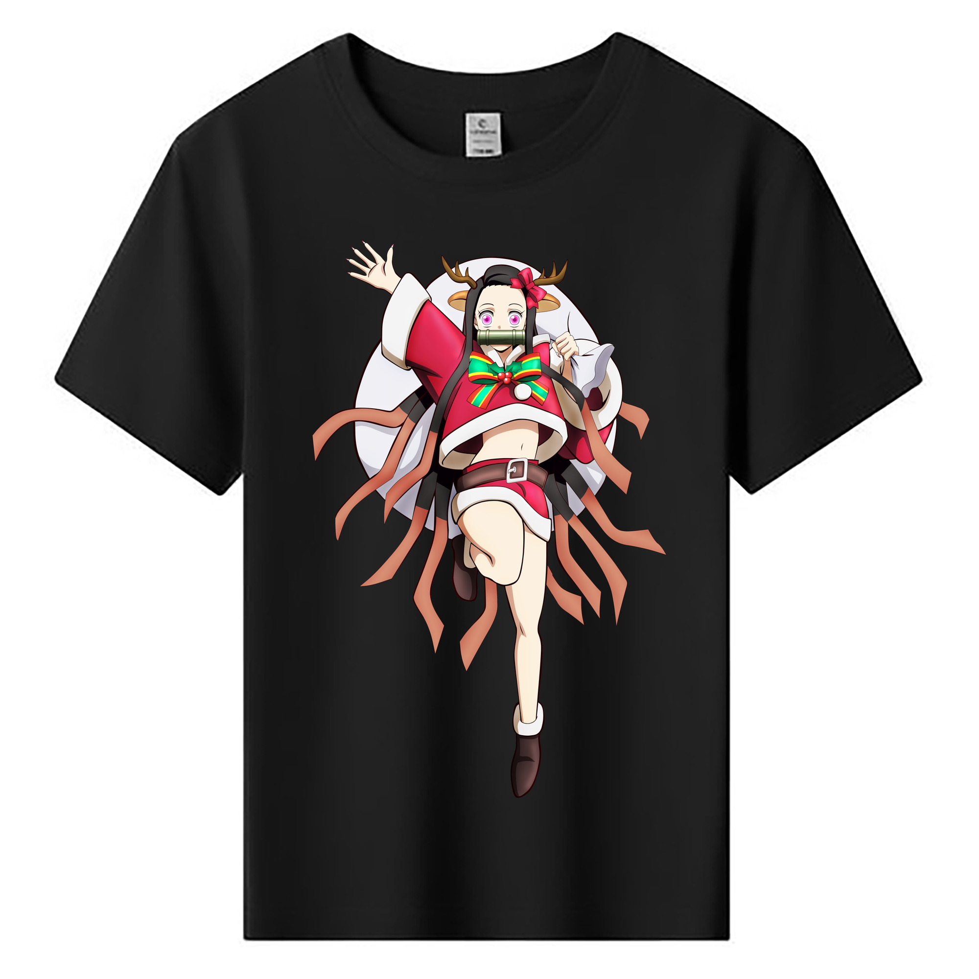 （画像用） 鬼滅の刃（きめつのやいば）竈門 禰󠄀豆子／かまど ねずこ Kamado Nezuko 綿100％キッズTシャツ（フロントプリント）