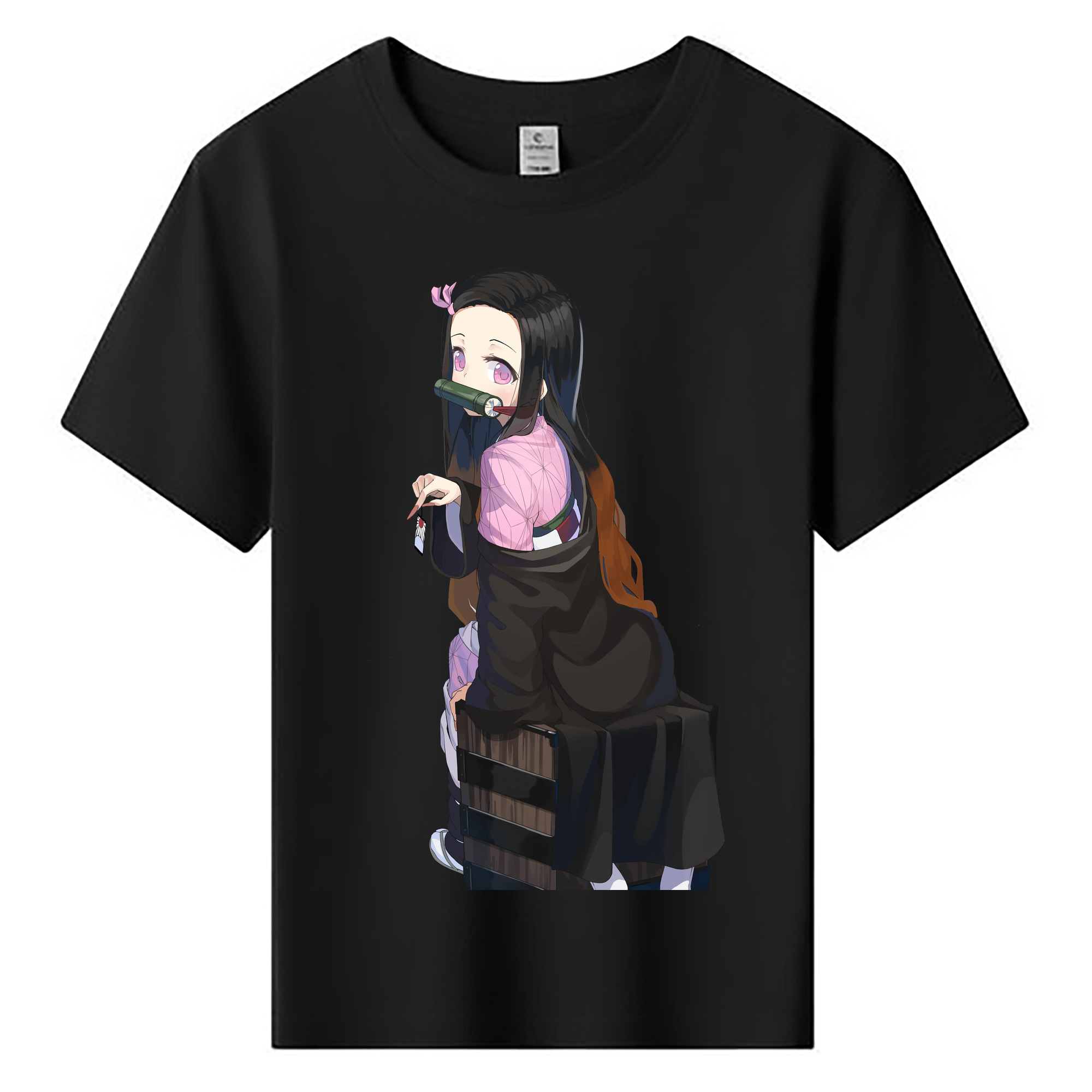 （画像用） 鬼滅の刃（きめつのやいば）竈門 禰󠄀豆子／かまど ねずこ Kamado Nezuko 綿100％キッズTシャツ（フロントプリント）