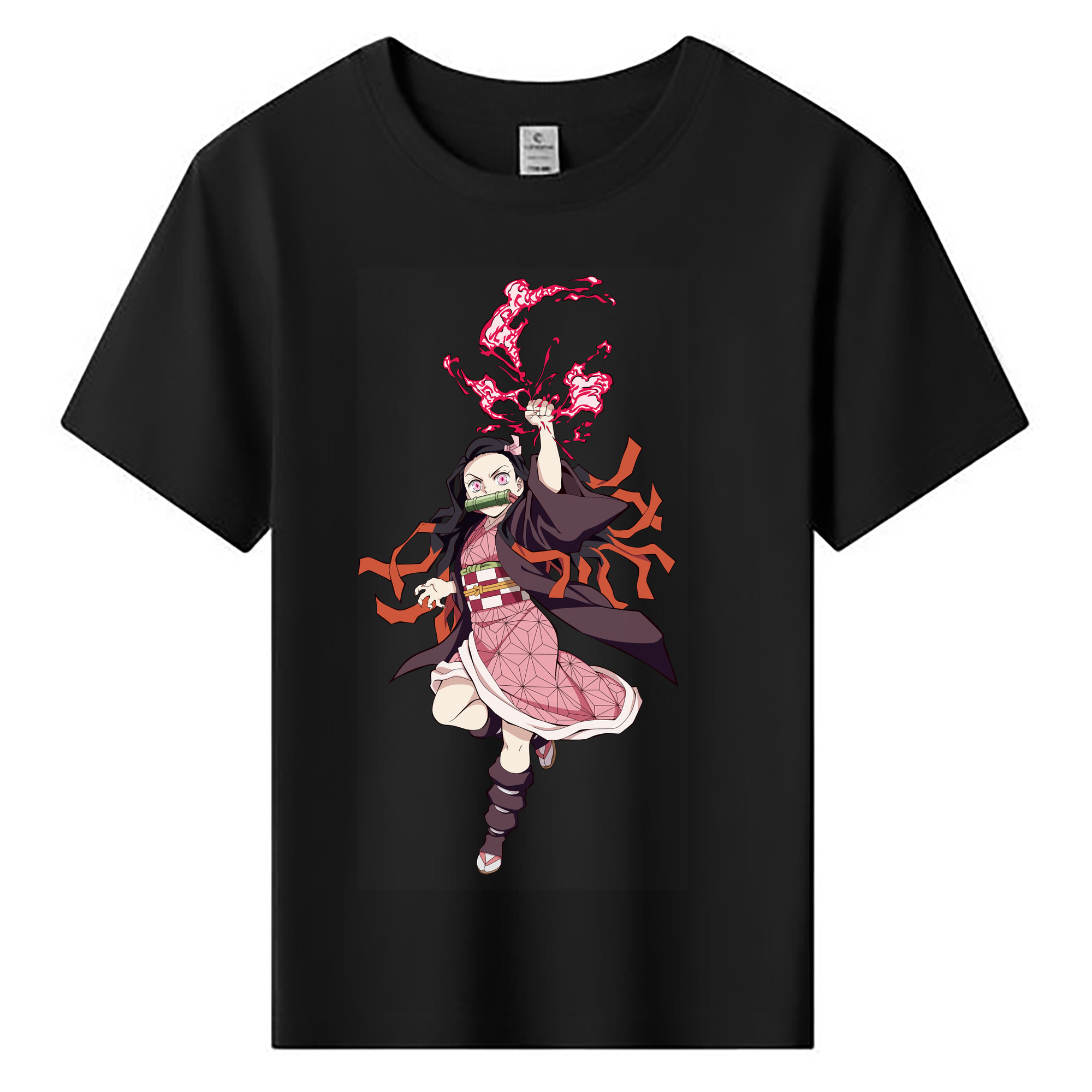 （画像用） 鬼滅の刃（きめつのやいば）竈門 禰󠄀豆子／かまど ねずこ Kamado Nezuko 綿100％キッズTシャツ（フロントプリント）