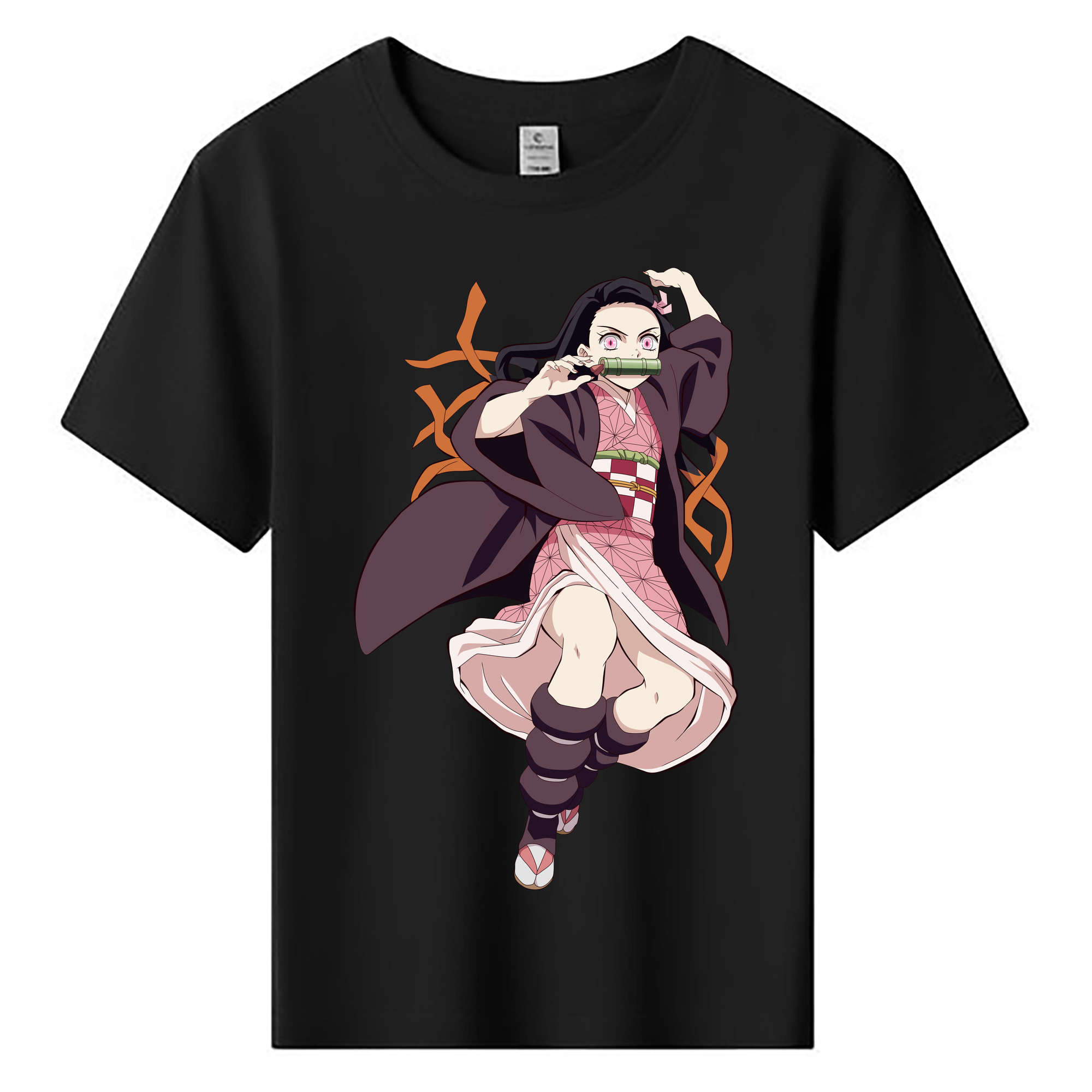 （画像用） 鬼滅の刃（きめつのやいば）竈門 禰󠄀豆子／かまど ねずこ Kamado Nezuko 綿100％キッズTシャツ（フロントプリント）