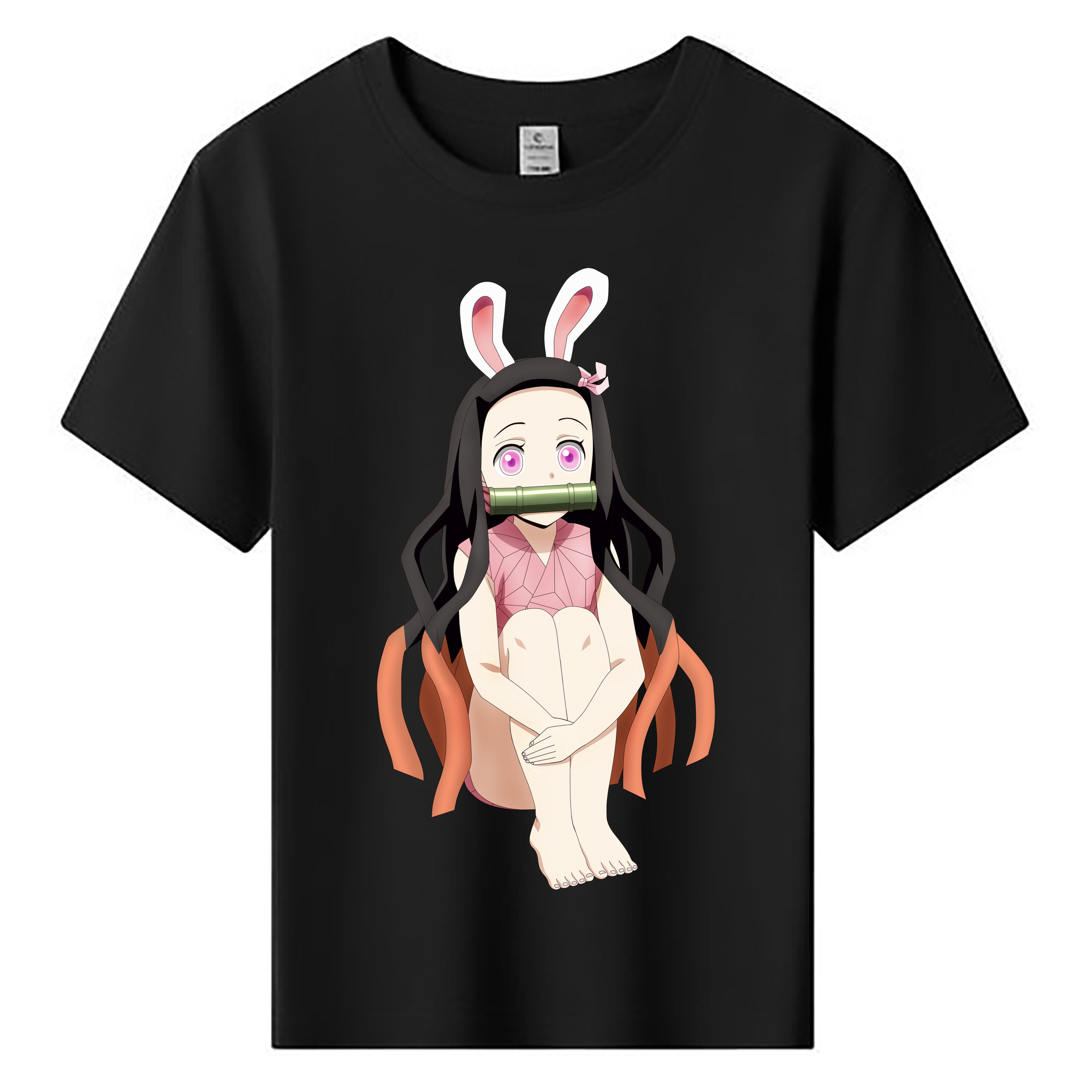 （画像用） 鬼滅の刃（きめつのやいば）竈門 禰󠄀豆子／かまど ねずこ Kamado Nezuko 綿100％キッズTシャツ（フロントプリント）
