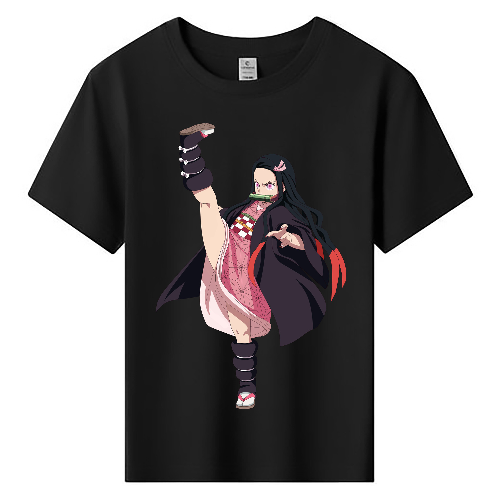 （画像用） 鬼滅の刃（きめつのやいば）竈門 禰󠄀豆子／かまど ねずこ Kamado Nezuko 綿100％キッズTシャツ（フロントプリント）