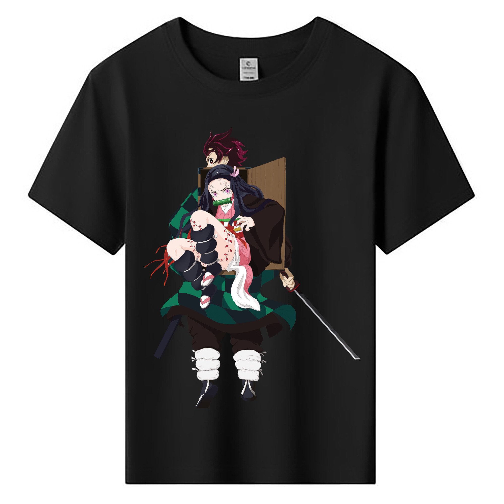 （画像用） 鬼滅の刃（きめつのやいば）竈門 禰󠄀豆子／かまど ねずこ Kamado Nezuko 綿100％キッズTシャツ（フロントプリント）