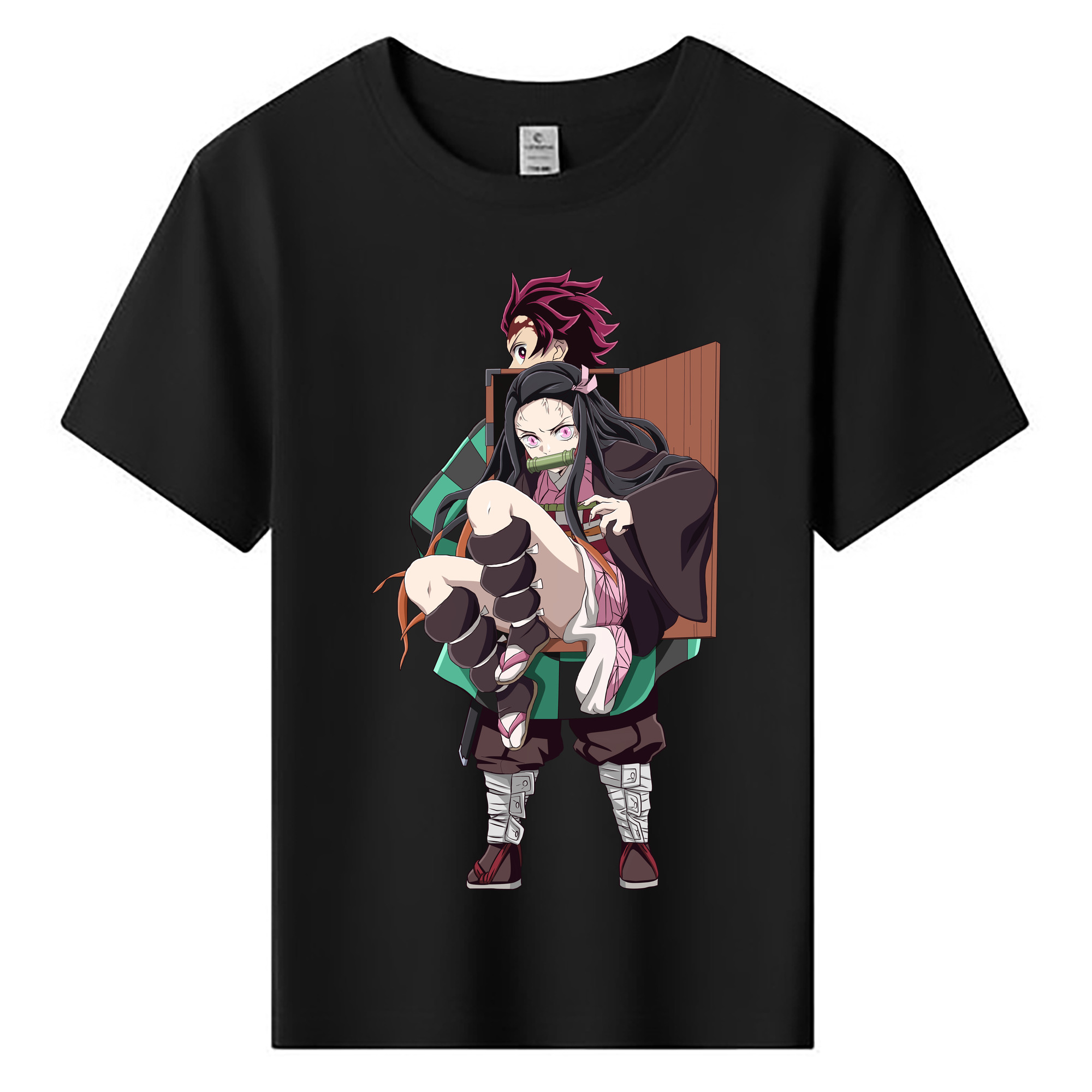 （画像用） 鬼滅の刃（きめつのやいば）竈門 禰󠄀豆子／かまど ねずこ Kamado Nezuko 綿100％キッズTシャツ（フロントプリント）